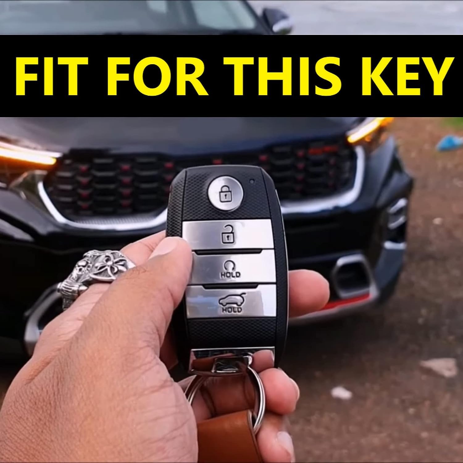 Shopoflux® Silicone Key Cover Compatible with Kia Seltos | Carnival | Sonet | Carens Smart Key Pack of 2 Black