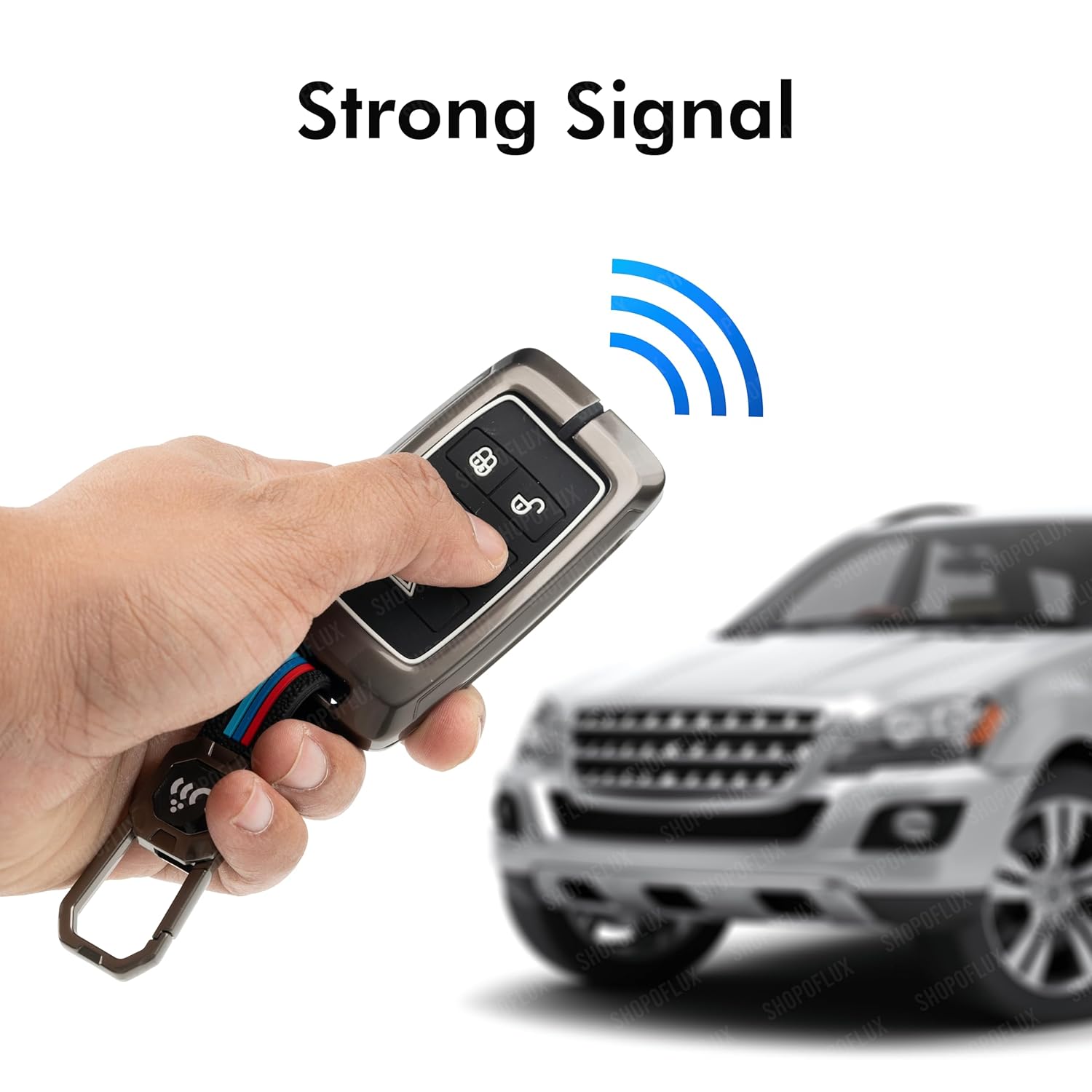 SHOPOFLUX Metal Key Cover Compatible for Range Rover : Sport, Evoque, Velar, Discovery, Defender 5 Button Smart Key - Black