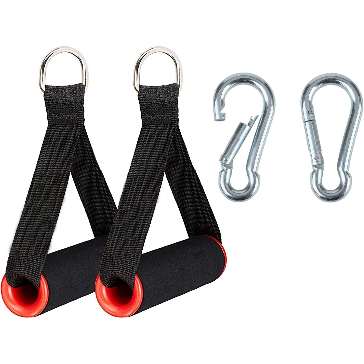 Shopoflux® Heavy Duty Handles with Solid ABS Cores and Welded D-Rings for Gym Machine, Resistance Band, Cable Machines 1 Pair Red