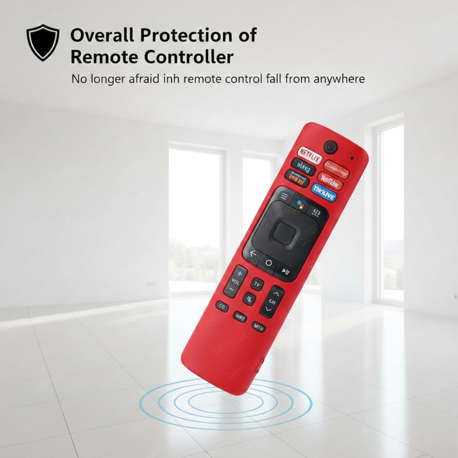 SHOPOFLUX Silicone TV Remote Cover Compatible with Hisense Smart TV Remote [Remote NOT Included] (RED) Shopoflux