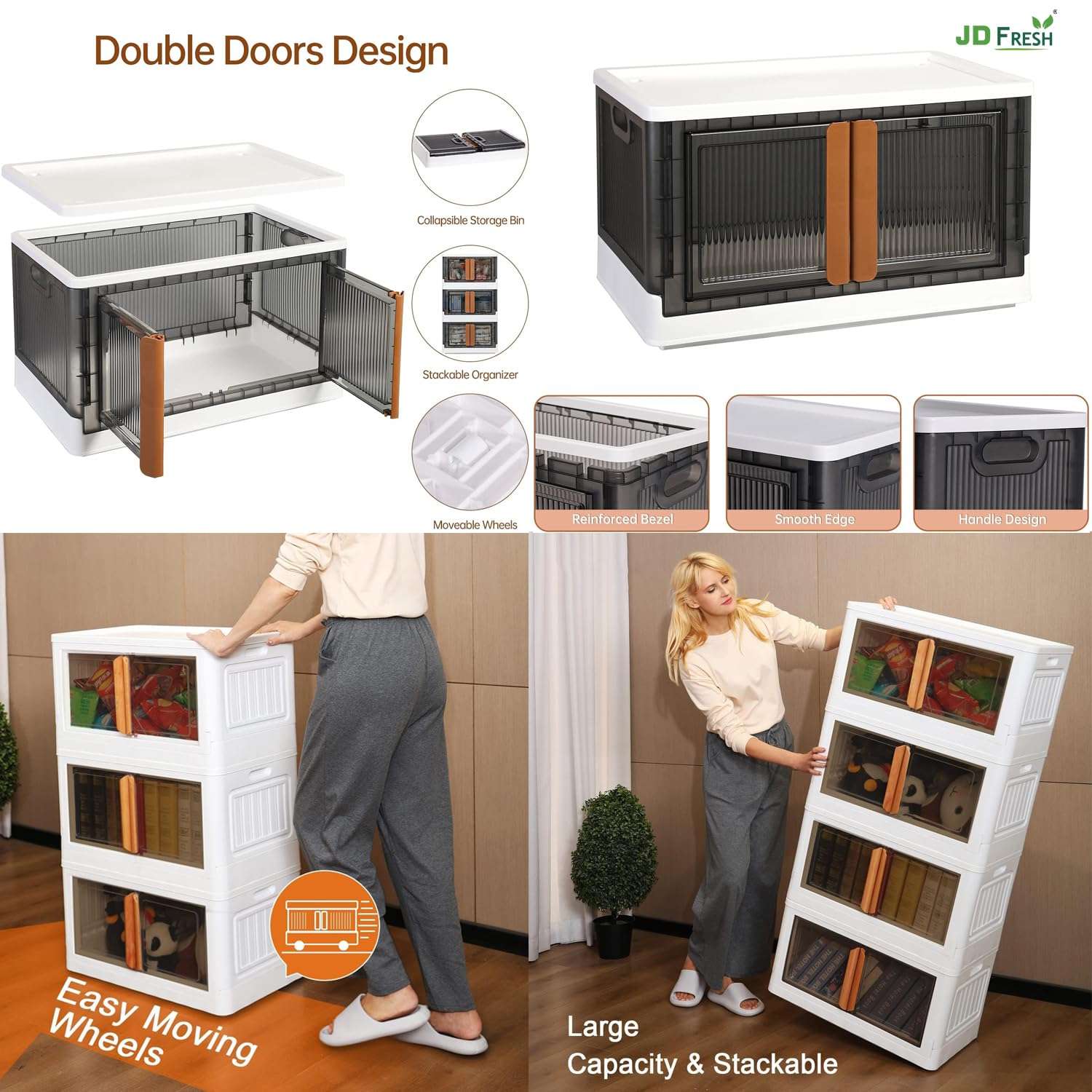 SHOPOFLUX Foldable Plastic Cupboard for Clothes Storage | Versatile Storage Cabinet for Bedroom, Kitchen, Living Room, and Office | Durable ABS Material | Stackable Wardrobe Organizer 2