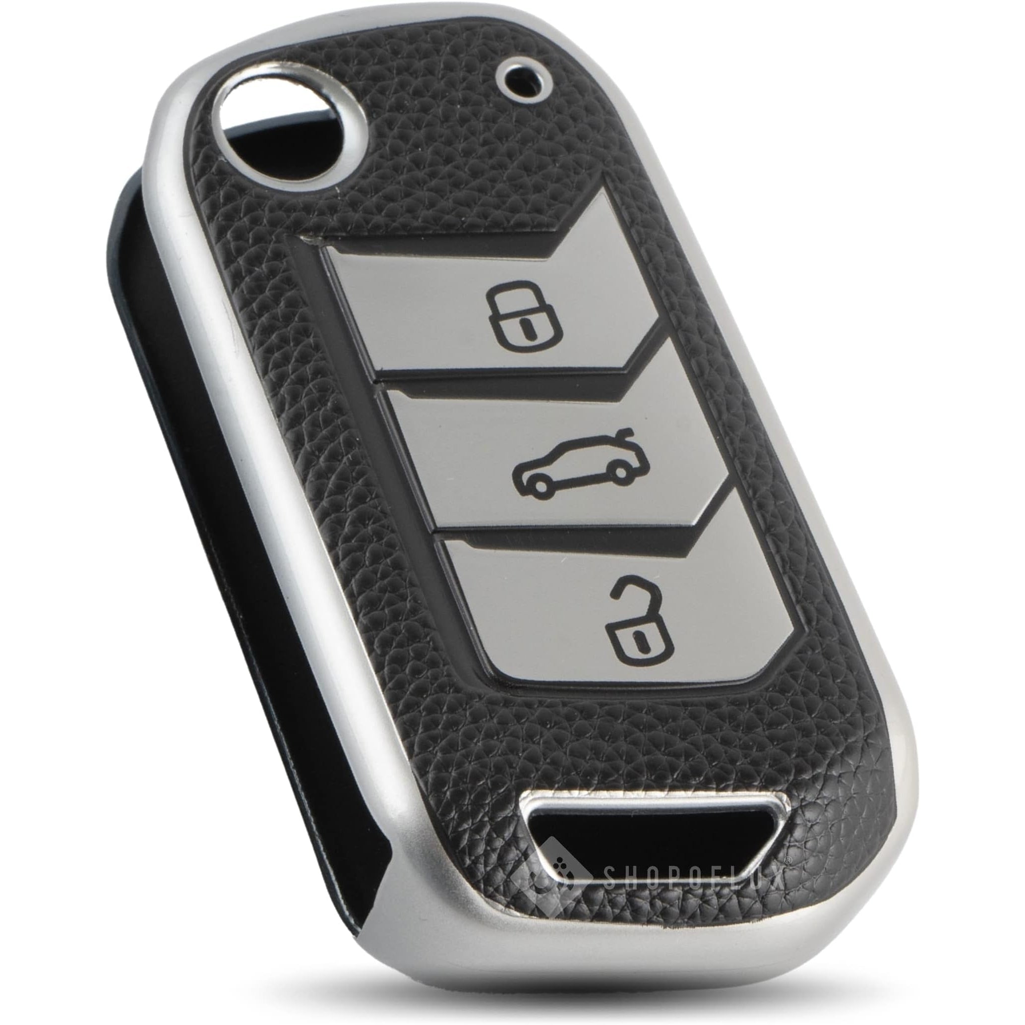 SHOPOFLUX TPU Leather Key Cover Compatible with Mahindra Scorpio N | 3XO | XUV 300 | Marazzo | XUV 700 | XUV 400 ev | Bolero | Thar 3 Button Flip Key