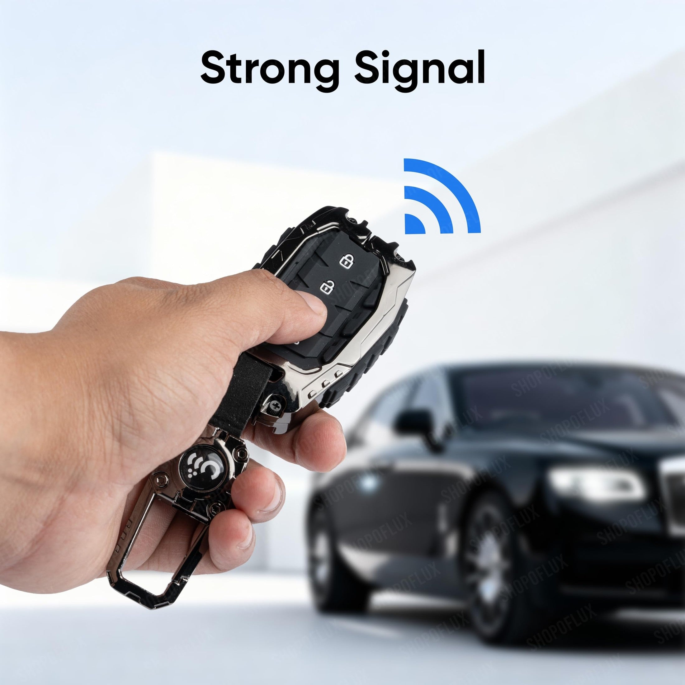 SHOPOFLUX Key Cover Compatible with Hyundai Alcazar and Creta ev Car 4 Button Smart Key (Metal Silicone Black) Shopoflux