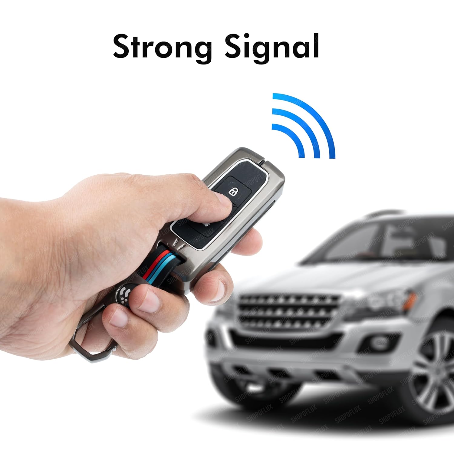 SHOPOFLUX Metal Car Key Cover Compatible for MG Hector 3 Button Smart Key