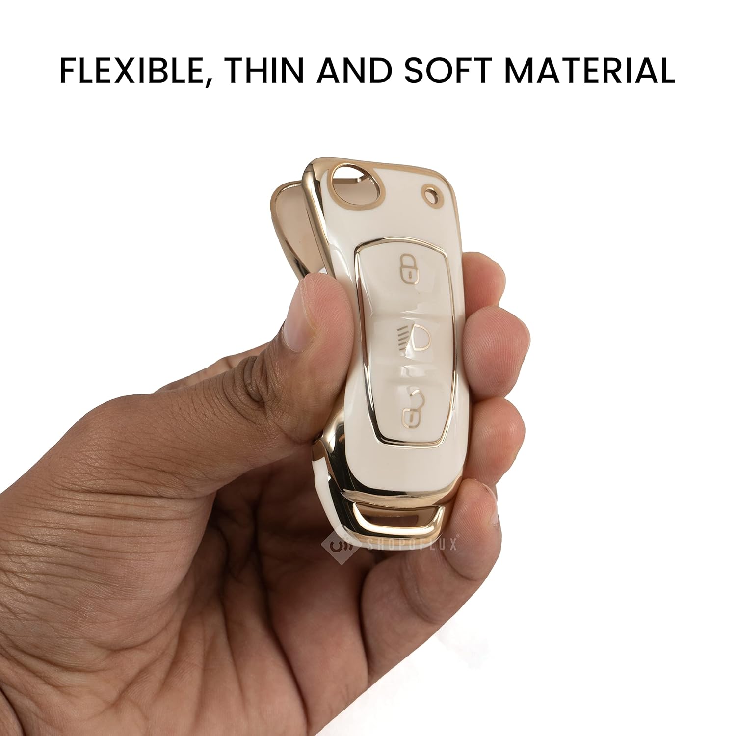 Shopoflux® TPU Key Cover Compatible with Tata Tiago | Nexon | Altroz | Safari | Storme | Zest | Bolt | Tigor | Punch | Hexa 3 Button Flip Key
