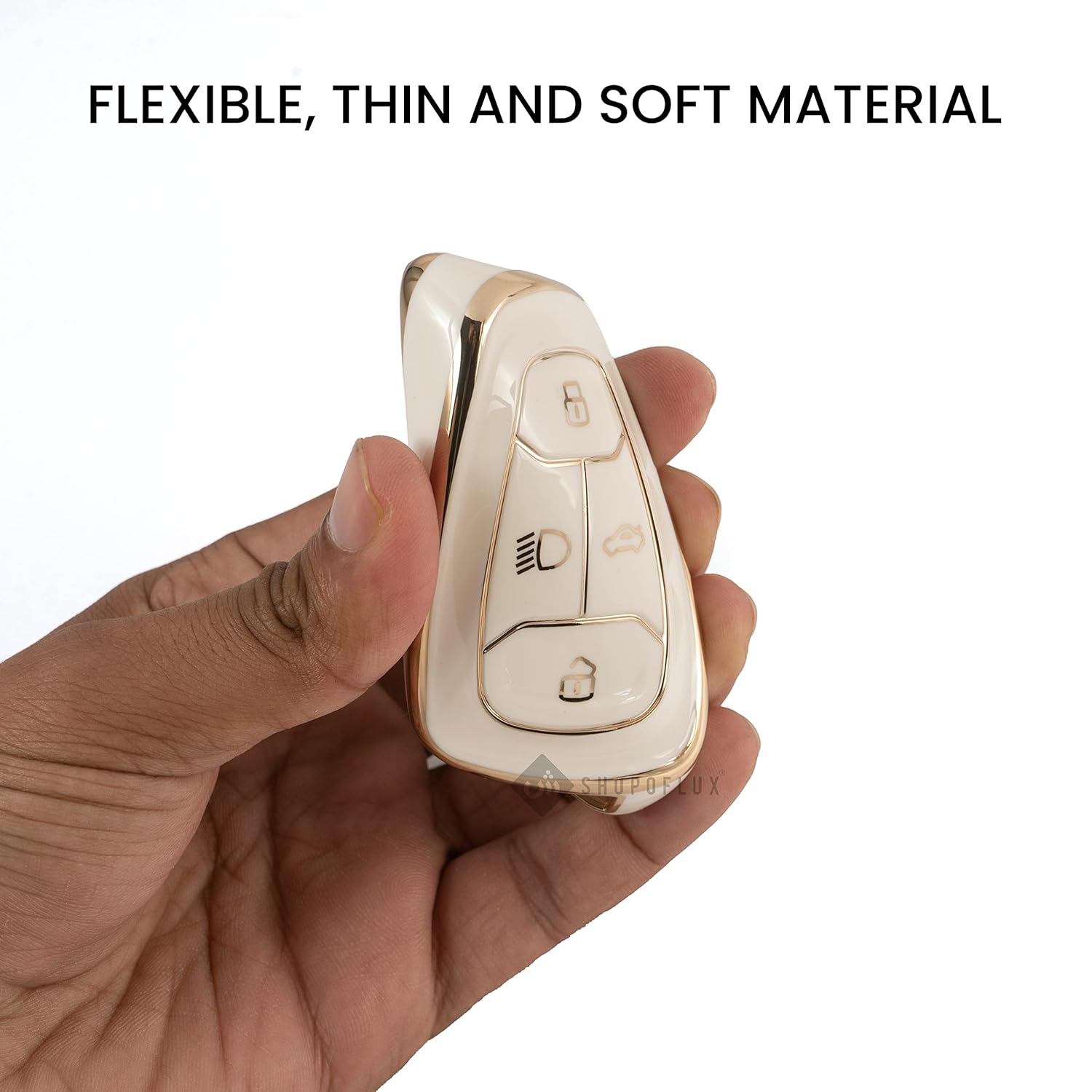 Shopoflux® TPU Key Cover Compatible with Tata Nexon | Harrier | Safari | Altroz | Tigor | EV | Punch | Tiago EV Electric 4 Button Smart Key Only