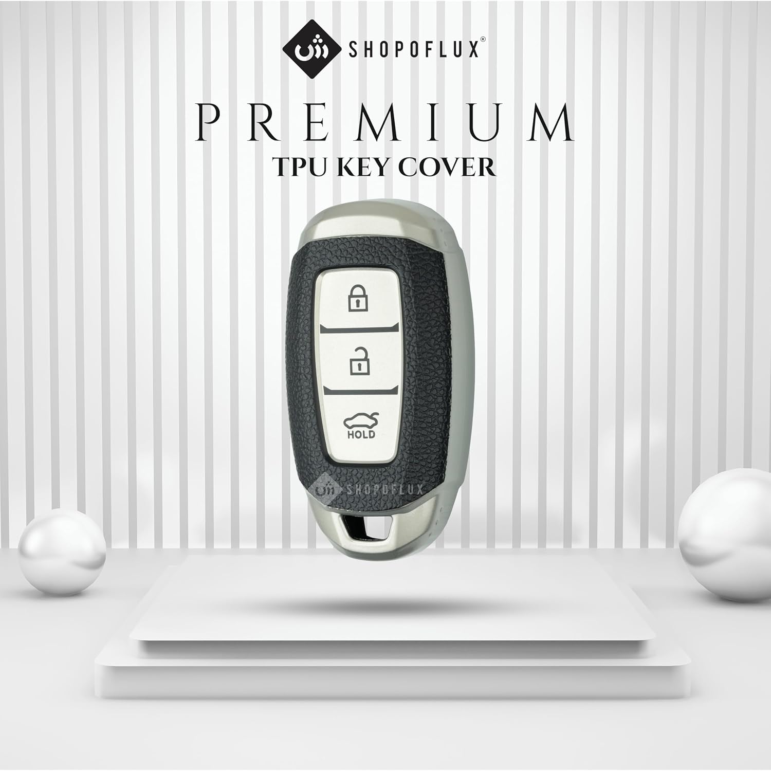 SHOPOFLUX TPU Leather Key Cover Compatible with Hyundai Verna | Kona | i20 3 Button Smart Key