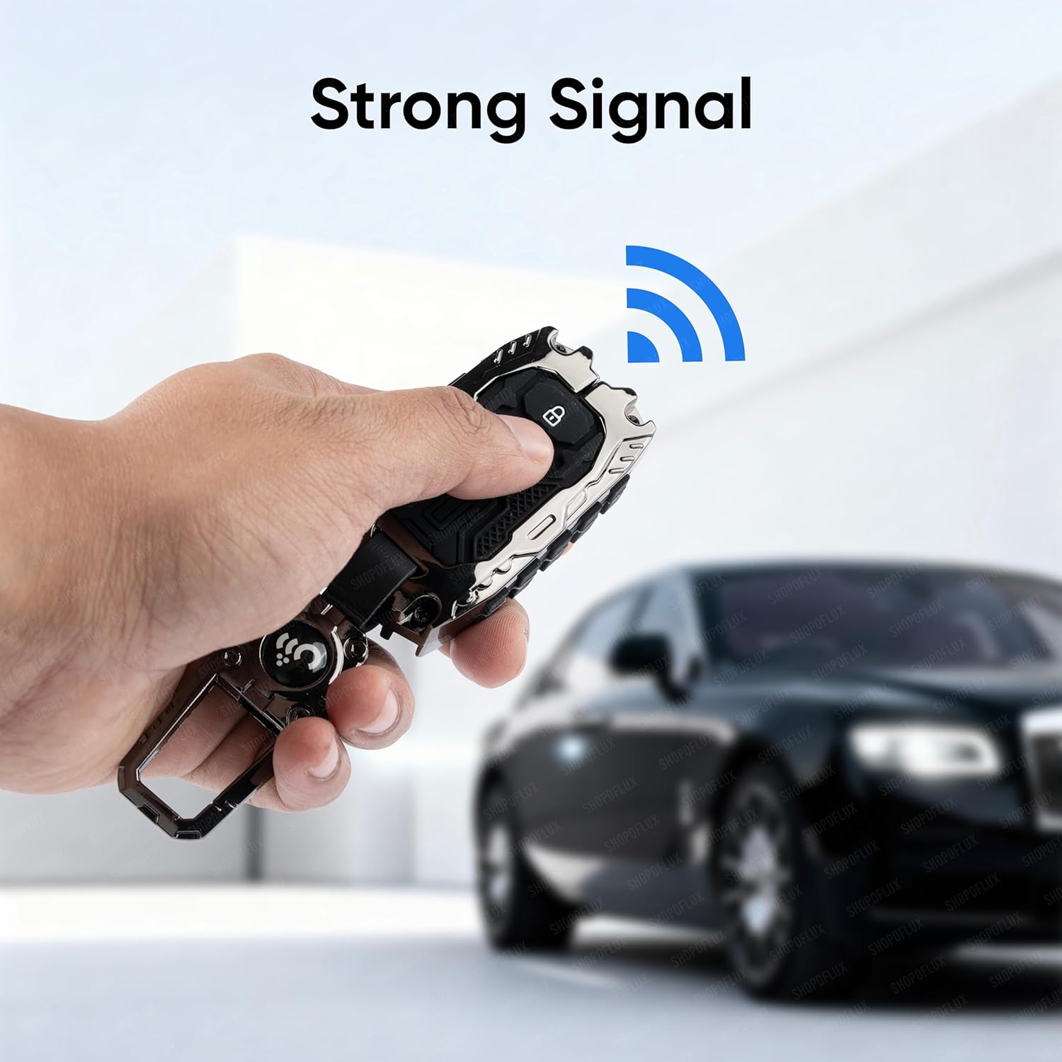 SHOPOFLUX Key Cover Compatible with Baleno, Grand Vitara, XL6, Swift, Brezza, Celerio, Ignis, Ertiga, Dzire, Fronx, Urban Cruiser, Rumion, Glanza, Hyryder 2 Button Key (Metal Silicone Blackk) Shopoflux