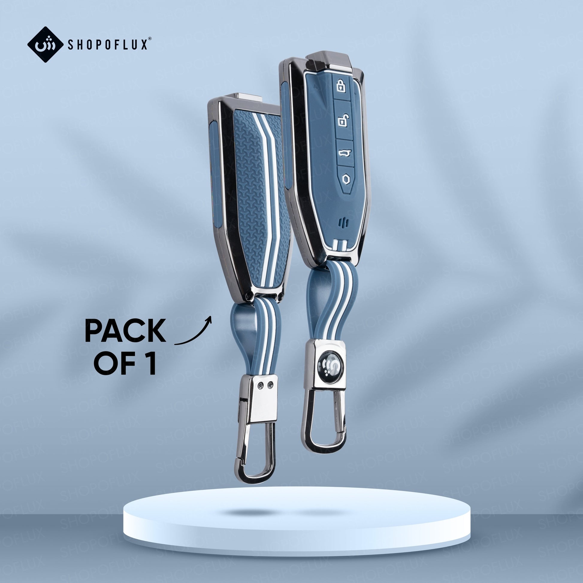 SHOPOFLUX Metal Key Cover Compatible with Mahindra BE 6, XEV 9 EV, XUV 7XO Smart Key (Metal Silicone Blue) Shopoflux