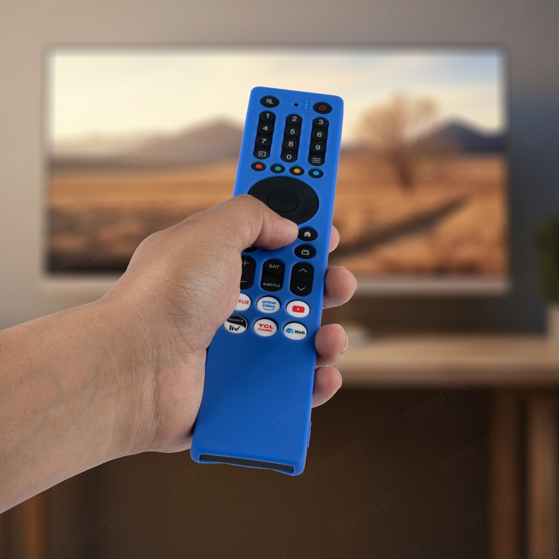 SHOPOFLUX Silicone TV Remote Cover Compatible with TCL Tv Remote RC833A 4K QLED Google TV Protective Case [Remote NOT Included] (Blue) Shopoflux