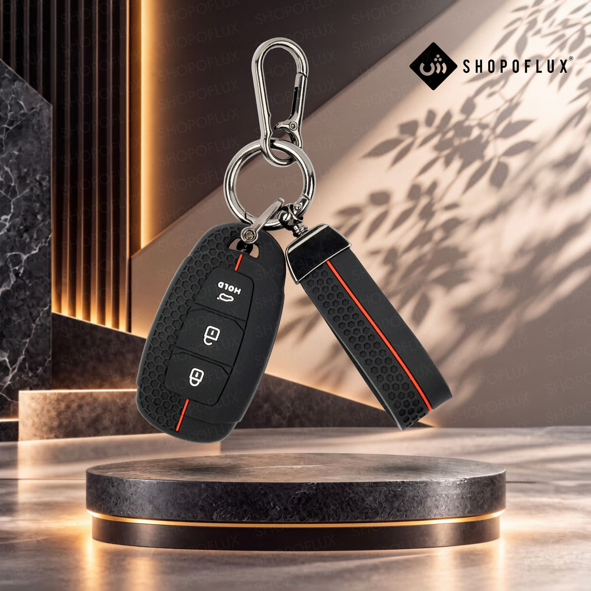 SHOPOFLUX Metal Key Cover Compatible with Hyundai Verna | Kona | i20 3 Button Smart Key