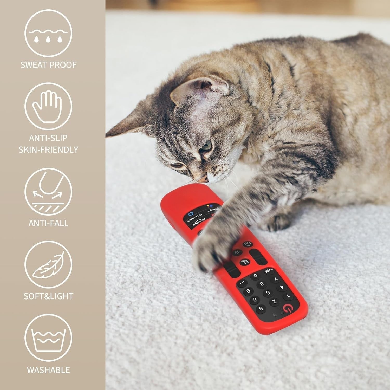 Shopoflux Silicone TV Remote Cover Compatible with LG AN-MR21GA (2021) MR22GA (2022) MR23GA (2023) Magic Remote Case (RED) Shopoflux