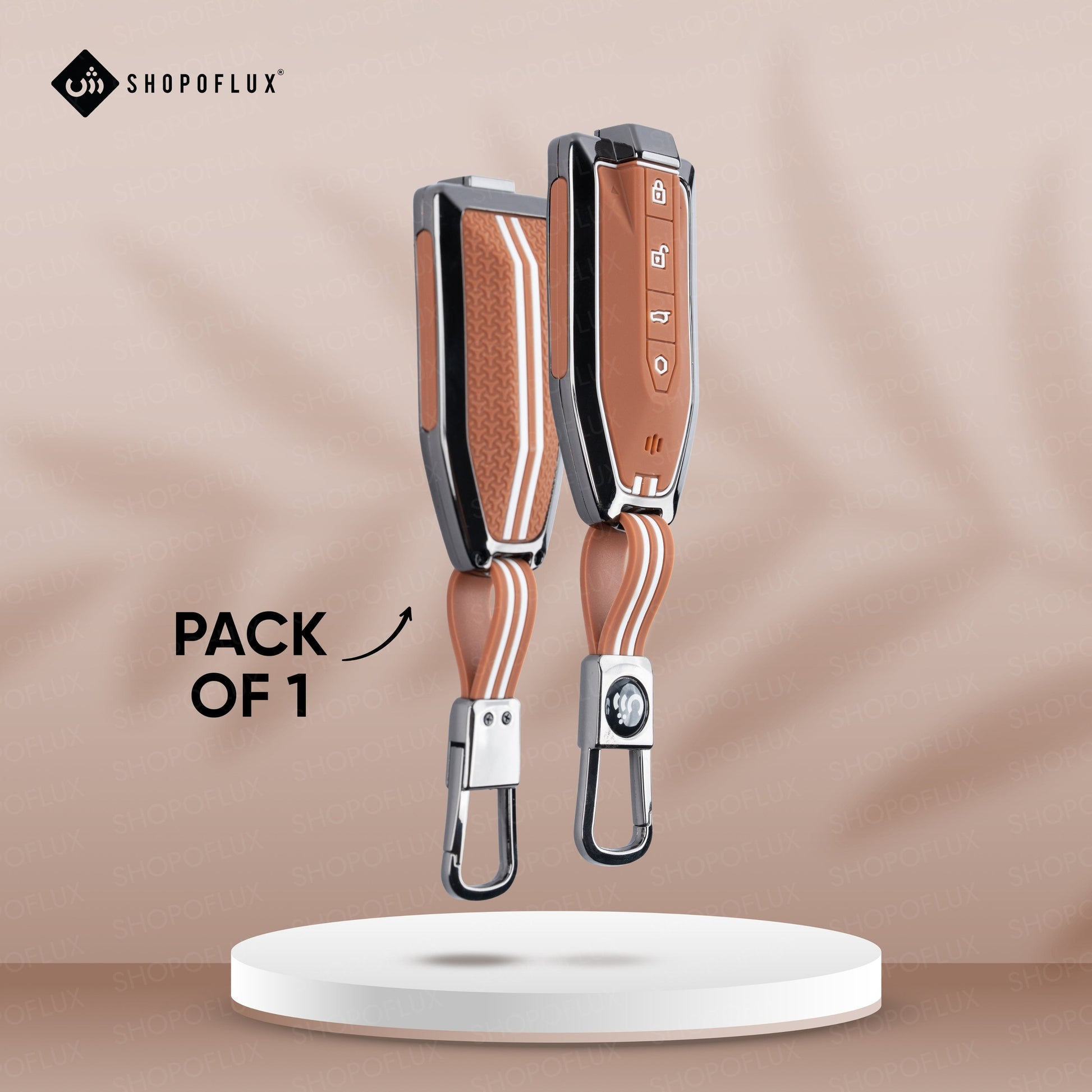 SHOPOFLUX Metal Key Cover Compatible with Mahindra BE 6, XEV 9 EV, XUV 7XO Smart Key (Metal Silicone Brown) Shopoflux