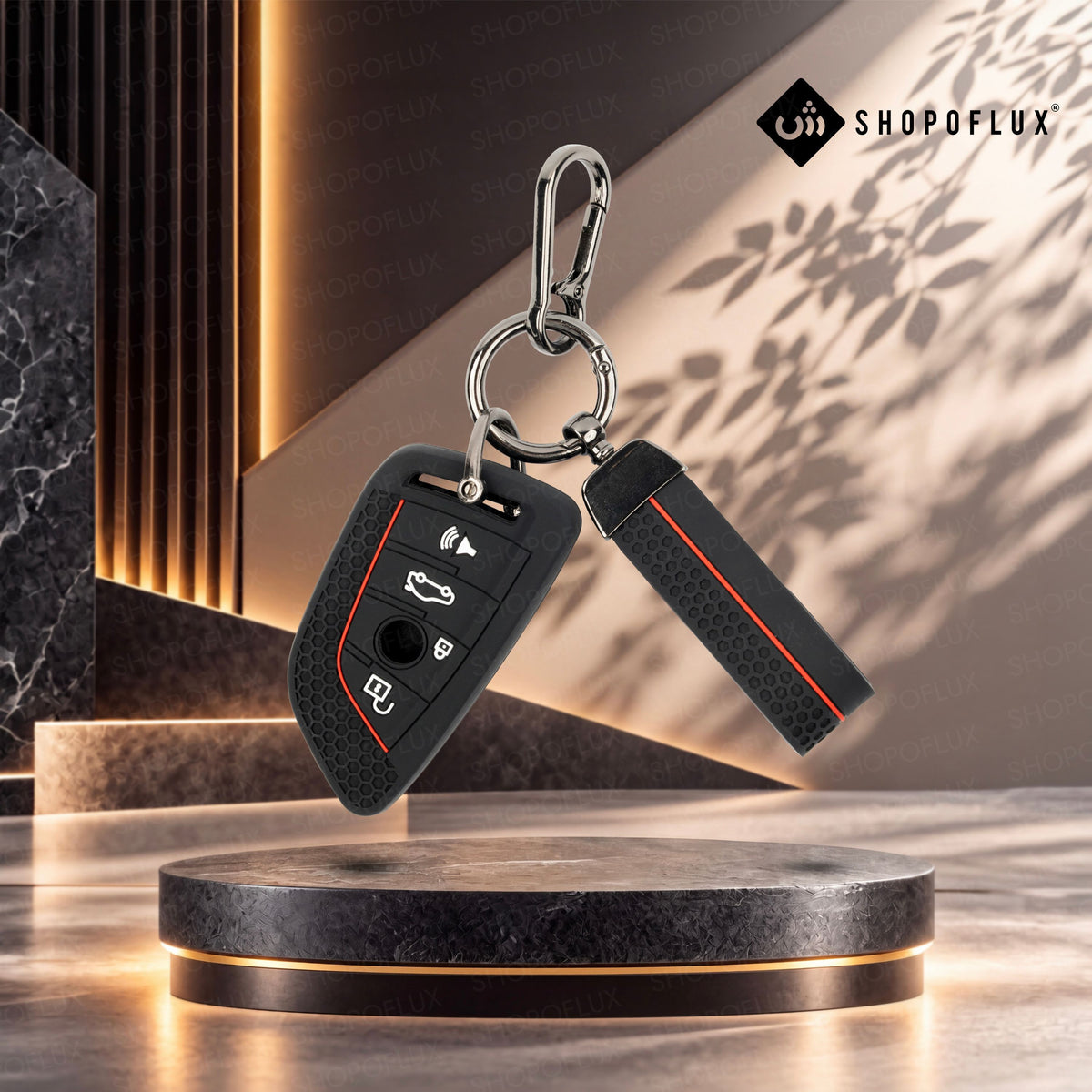 SHOPOFLUX Metal Key Cover Compatible for BMW X1, X3, X6, X5, 5 Series, 6 Series, 7 Series 4 Button Smart Key