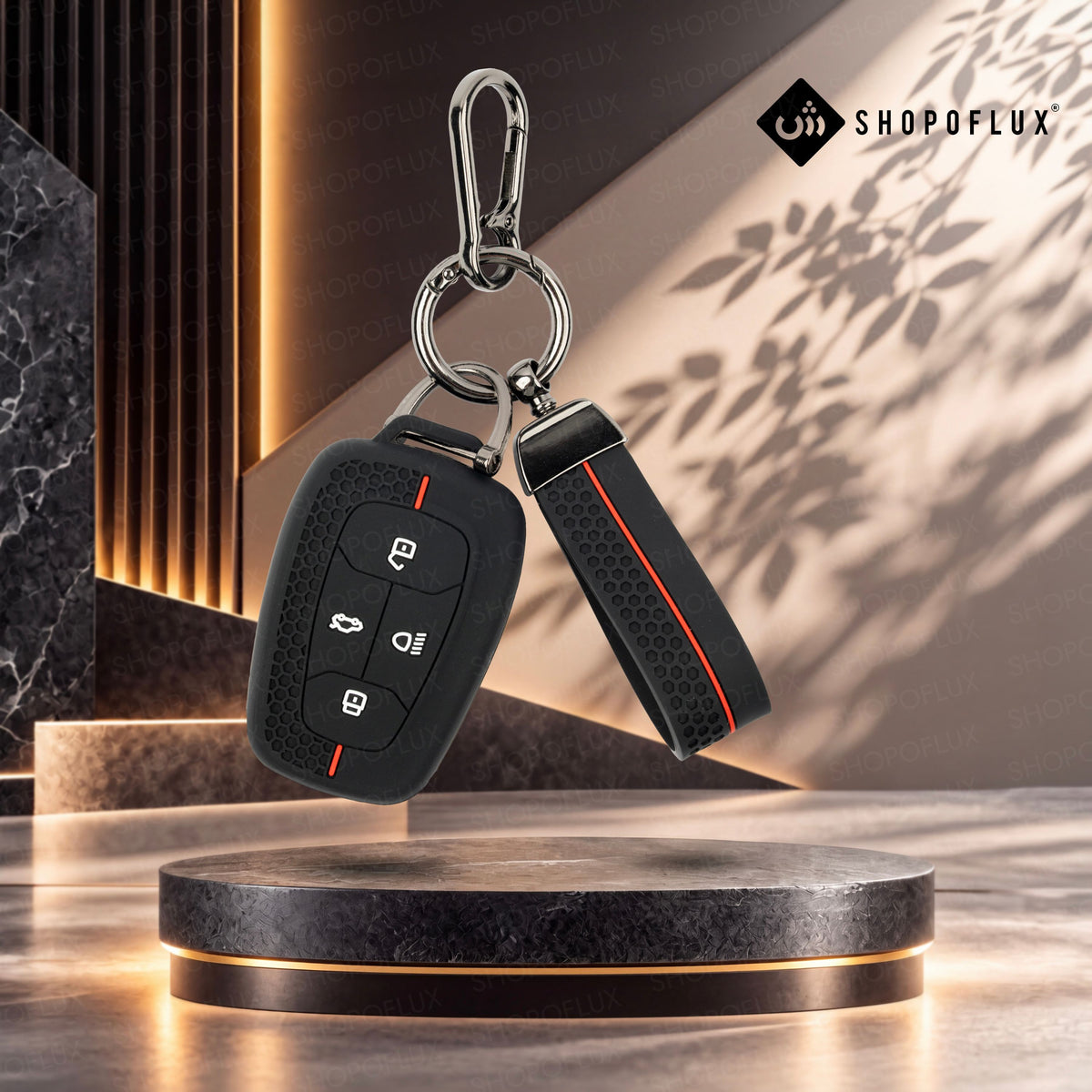 SHOPOFLUX Key Cover Compatible with Tata Nexon | Harrier | Safari | Altroz | Tigor | EV | Punch | Tiago EV Electric 4 Button Smart Key