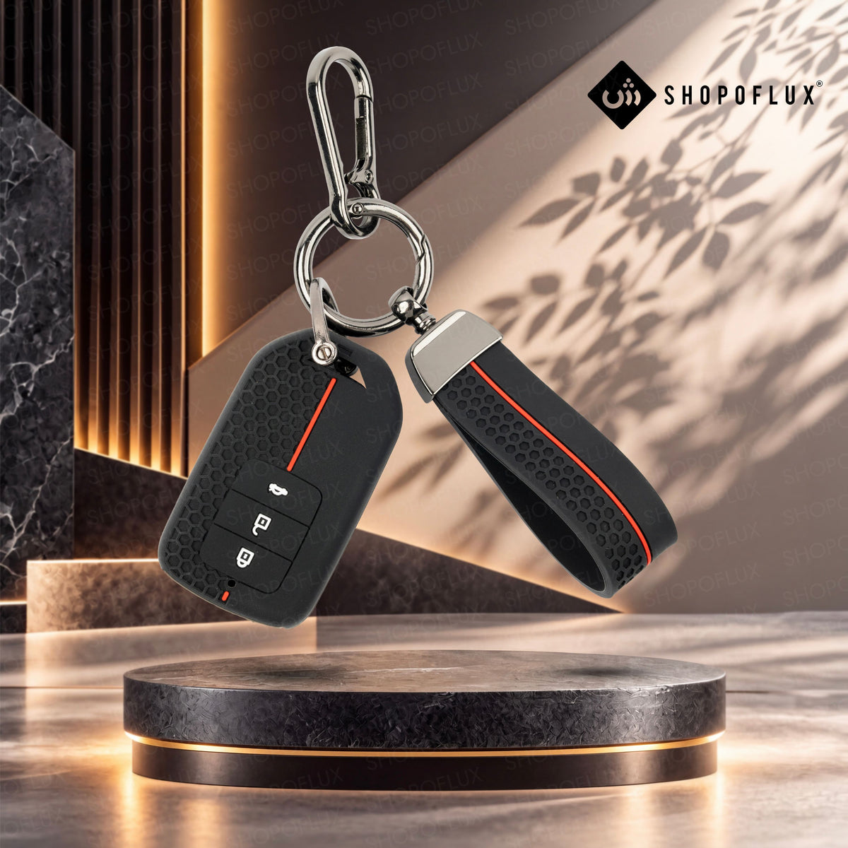 SHOPOFLUX Metal Key Cover Compatible for Honda Elevate | City | Amaze | WRV | CRV | Jazz | 3 Button Smart Key