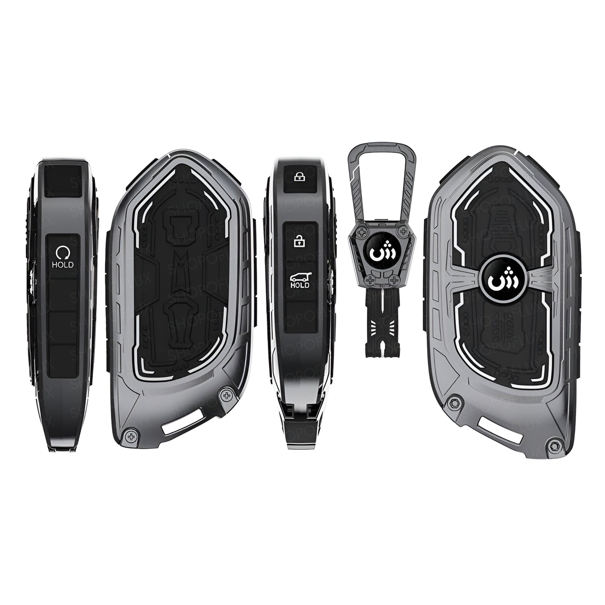 SHOPOFLUX Metal Key Cover Compatible with Kia Syros, EV6 EV9, Seltos 4 Button Smart Key Shopoflux