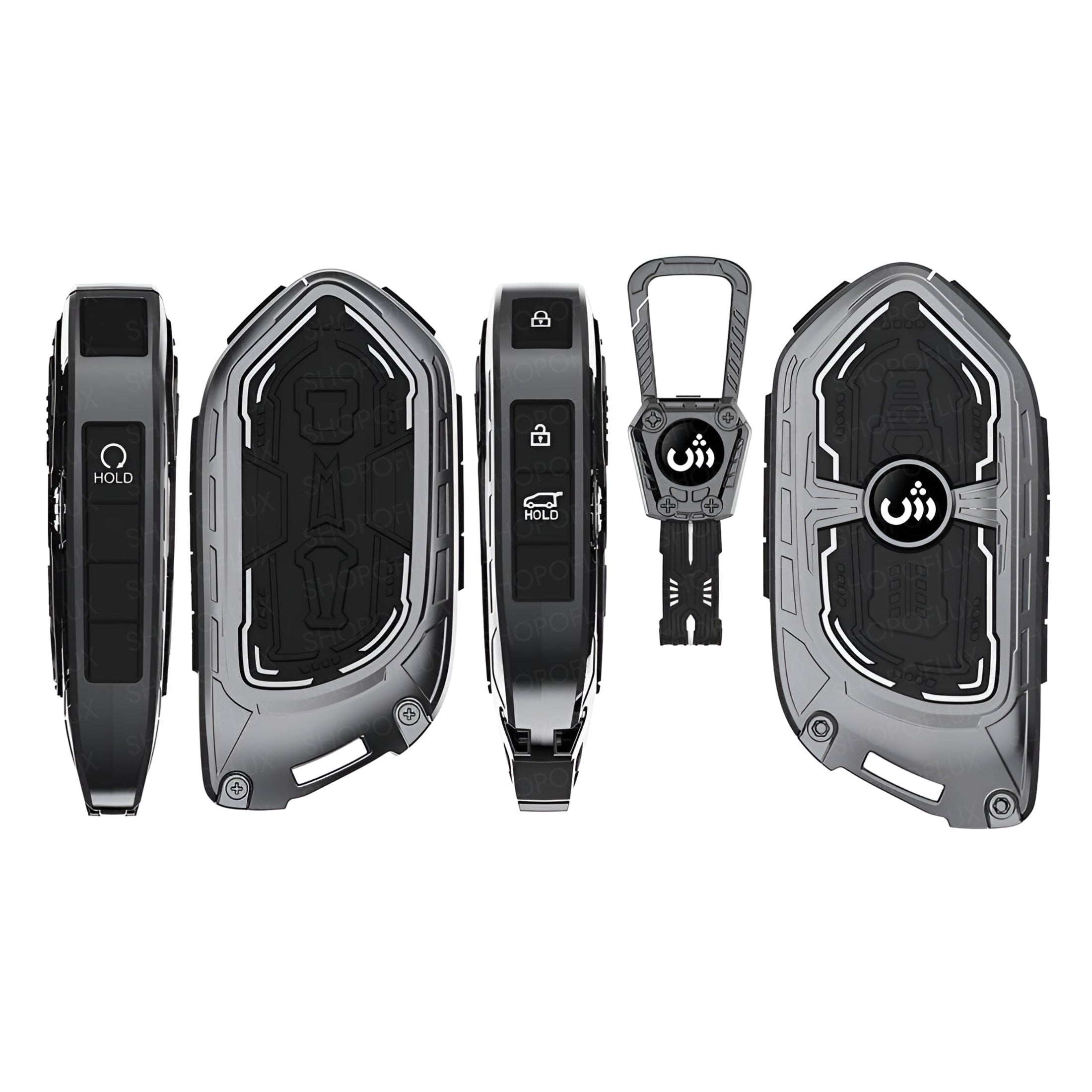 SHOPOFLUX Metal Key Cover Compatible with Kia Syros, EV6 EV9, Seltos 4 Button Smart Key Shopoflux