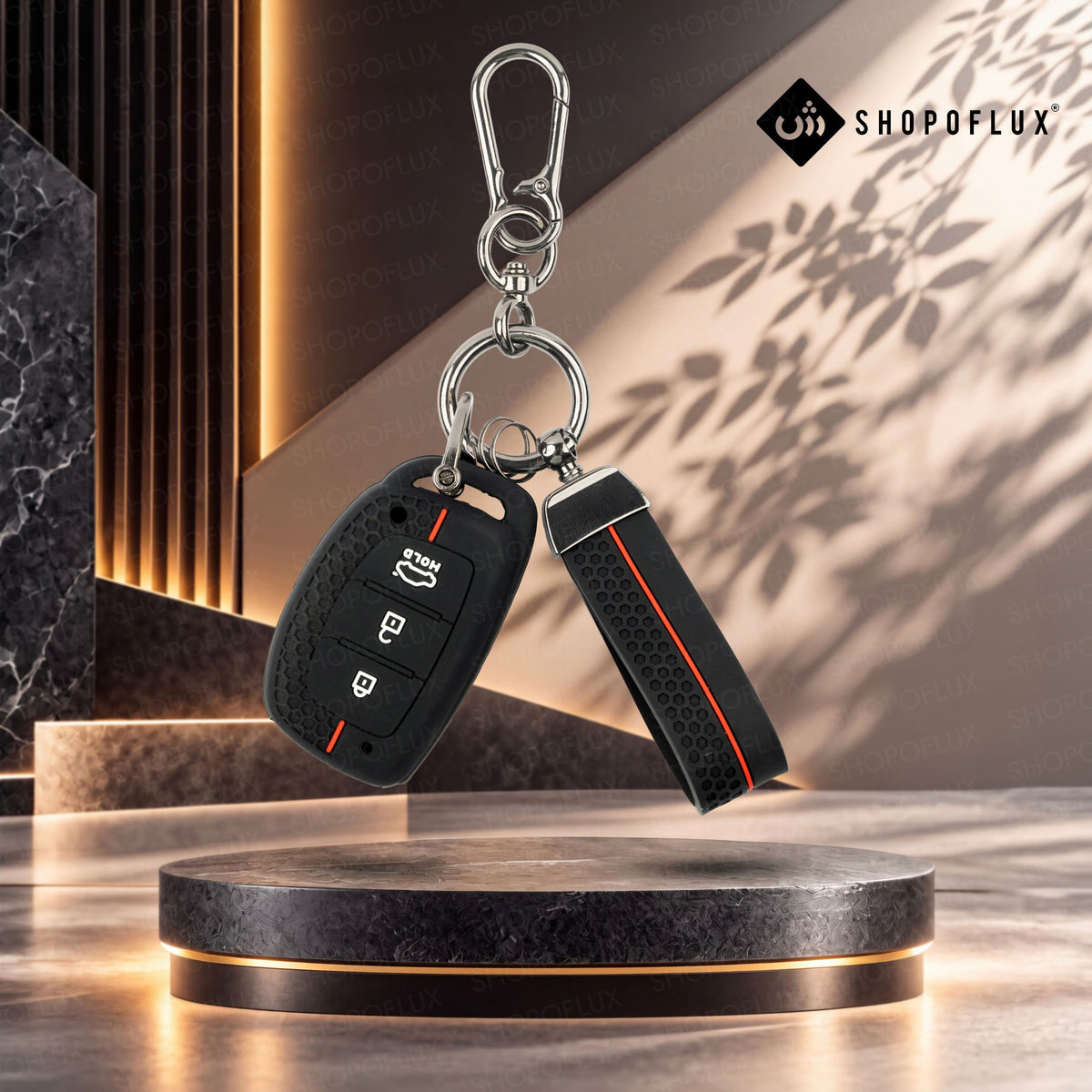 SHOPOFLUX Silicone Key Cover for Hyundai Grand i10 NIOS Asta | Venue | i20 | Aura | Exter | Creta | Elantra 3 Button Smart Key Only (Silicone Black)
