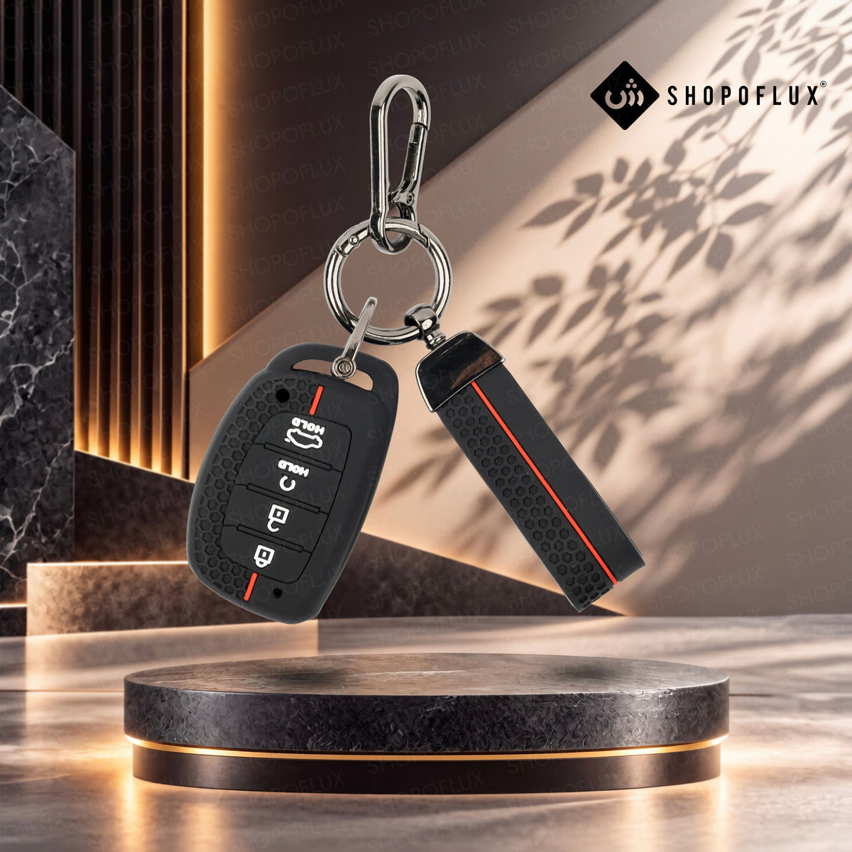 SHOPOFLUX Key Cover Compatible with Hyundai Alcazar and Creta ev Car 4 Button Smart Key
