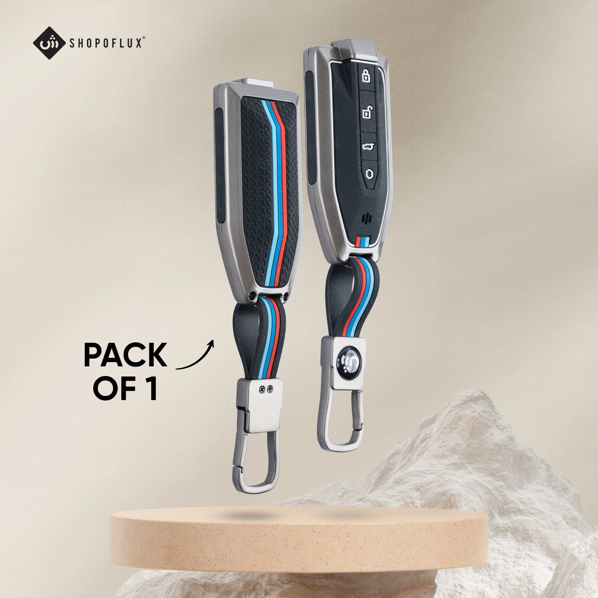 SHOPOFLUX Metal Key Cover Compatible with Mahindra BE 6, XEV 9 EV, XUV 7XO Smart Key (Black Silicone) Shopoflux