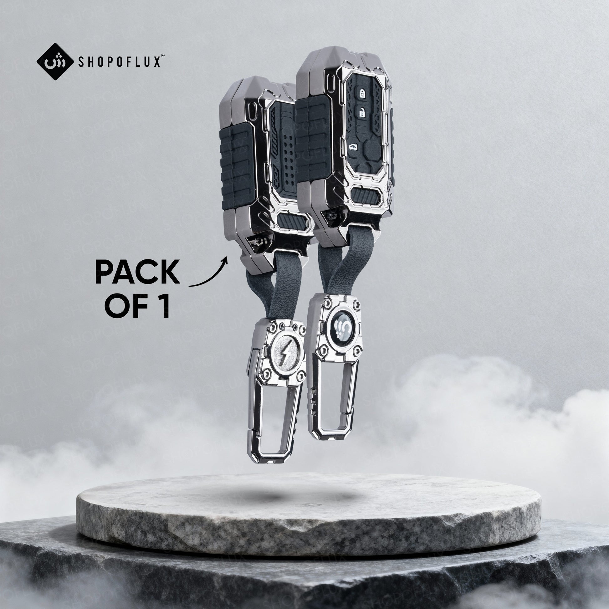 SHOPOFLUX Metal key Cover Compatible with Suzuki Dzire | Victoris | Ertiga 3 button smart key (Pack 1) (Metal Silicone Black) Shopoflux