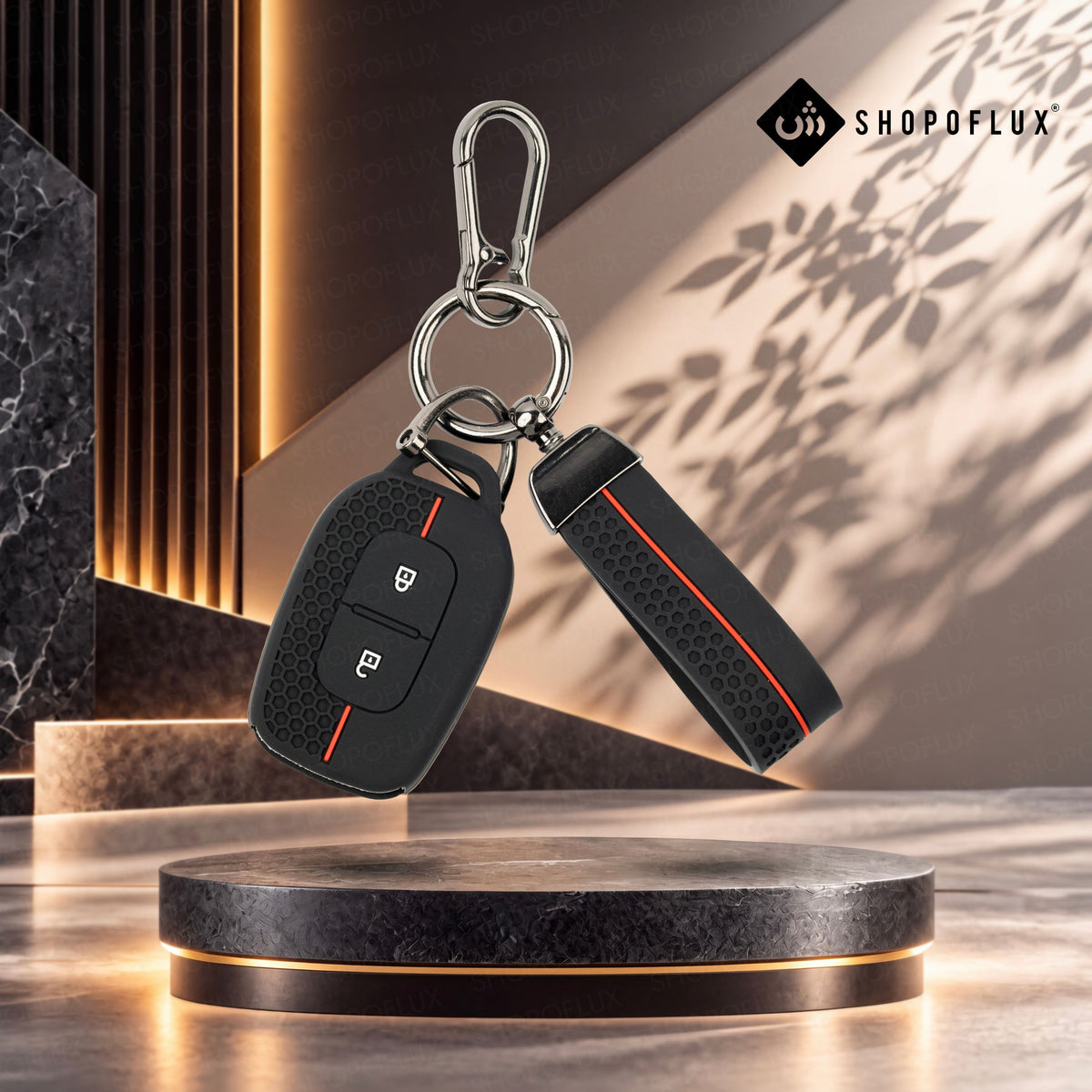 SHOPOFLUX Silicone Key Cover Compatible with Renault Kwid | Triber | Kiger | Duster | Nissan Gravite (Silicone Black)