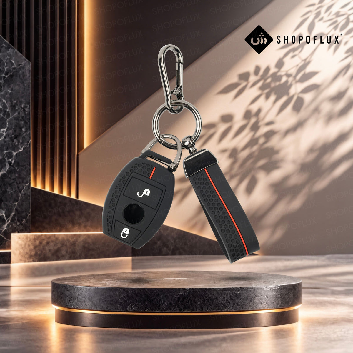 SHOPOFLUX Silicone Car Key Cover Compatible for Mercedes Benz C E M S CLS CLK GLK GLC G Class 2 Button smart Key (Silicone Black)