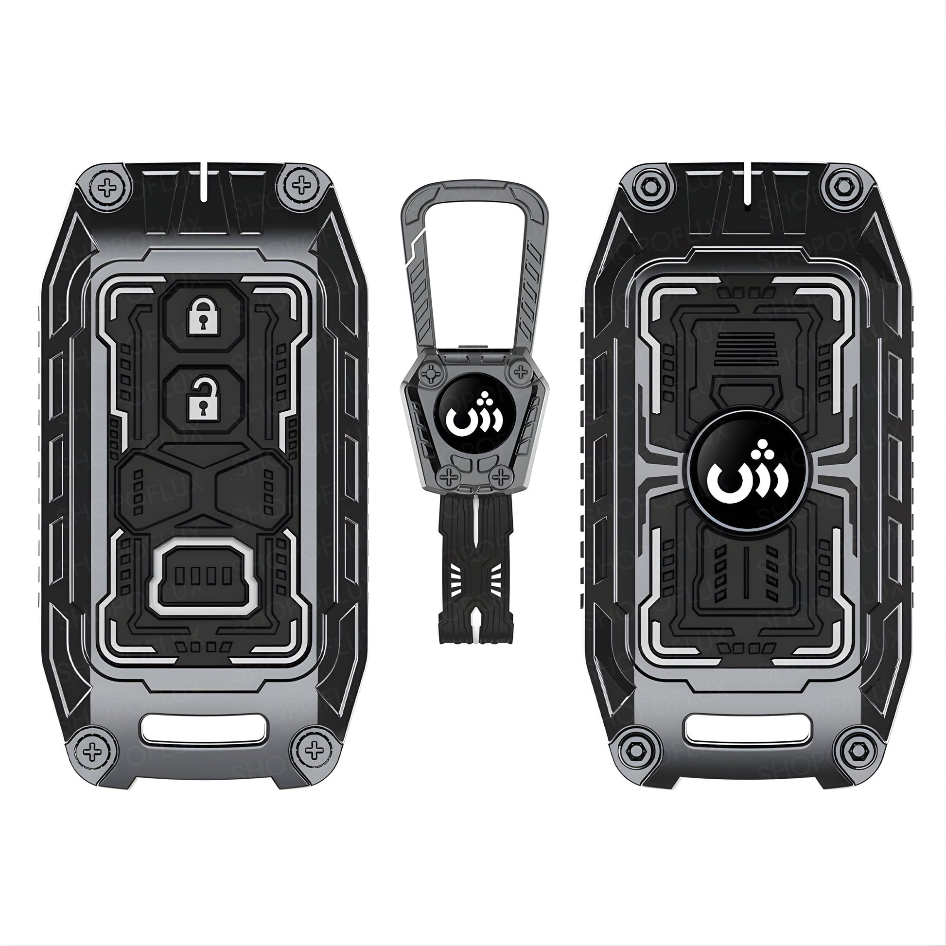 SHOPOFLUX Key Cover Compatible with Baleno, Grand Vitara, Swift, Brezza, eVitara, Ertiga, Dzire, Fronx, Urban Cruiser, Rumion, Glanza, Hyryder, Victoris 2 Button Key(Metal Black Siliconee) Shopoflux