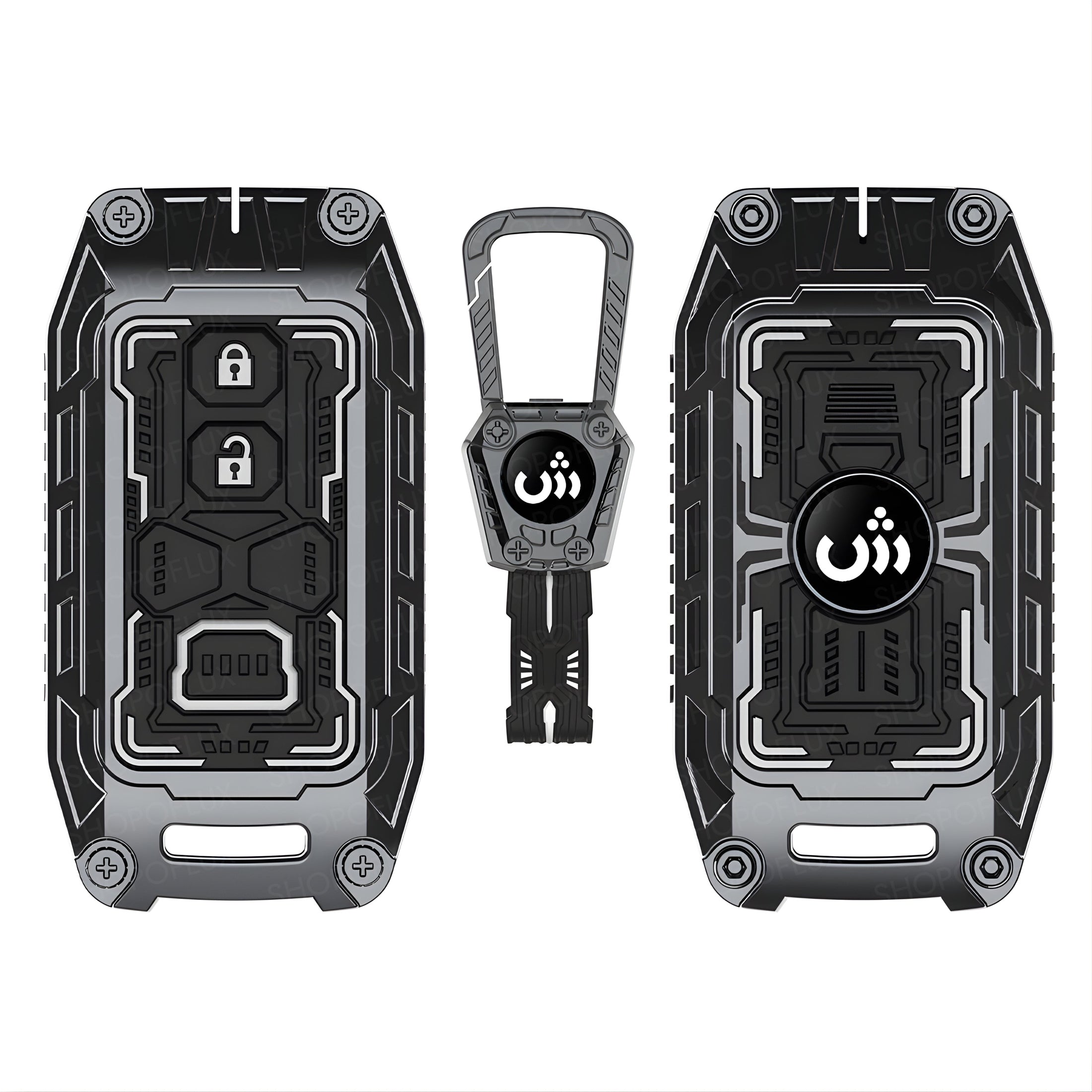 SHOPOFLUX Key Cover Compatible with Baleno, Grand Vitara, Swift, Brezza, eVitara, Ertiga, Dzire, Fronx, Urban Cruiser, Rumion, Glanza, Hyryder, Victoris 2 Button Key(Metal Black Siliconee) Shopoflux
