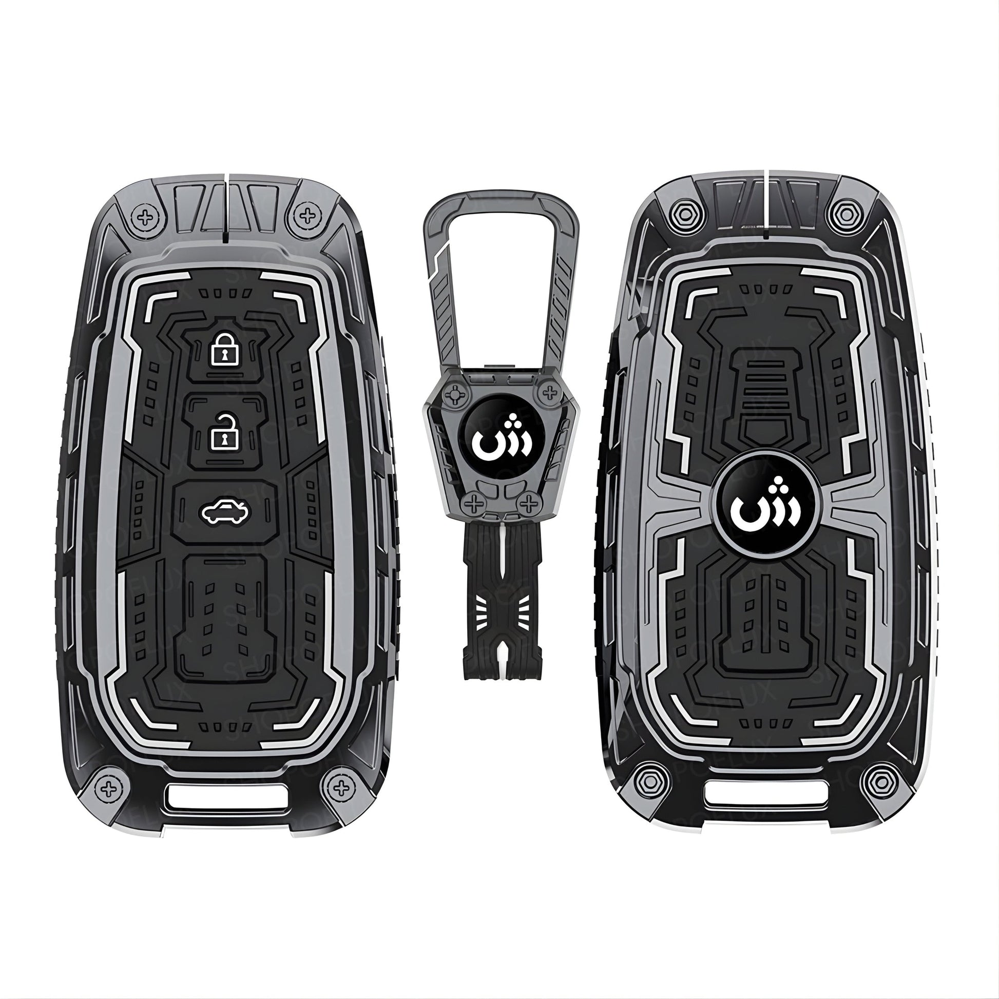 SHOPOFLUX Metal Key Cover Compatible with Toyota Fortuner | Fortuner Legender | Innova Hycross | Invicto 3 Button Smart Key (Metal Silicone Blackk) Shopoflux