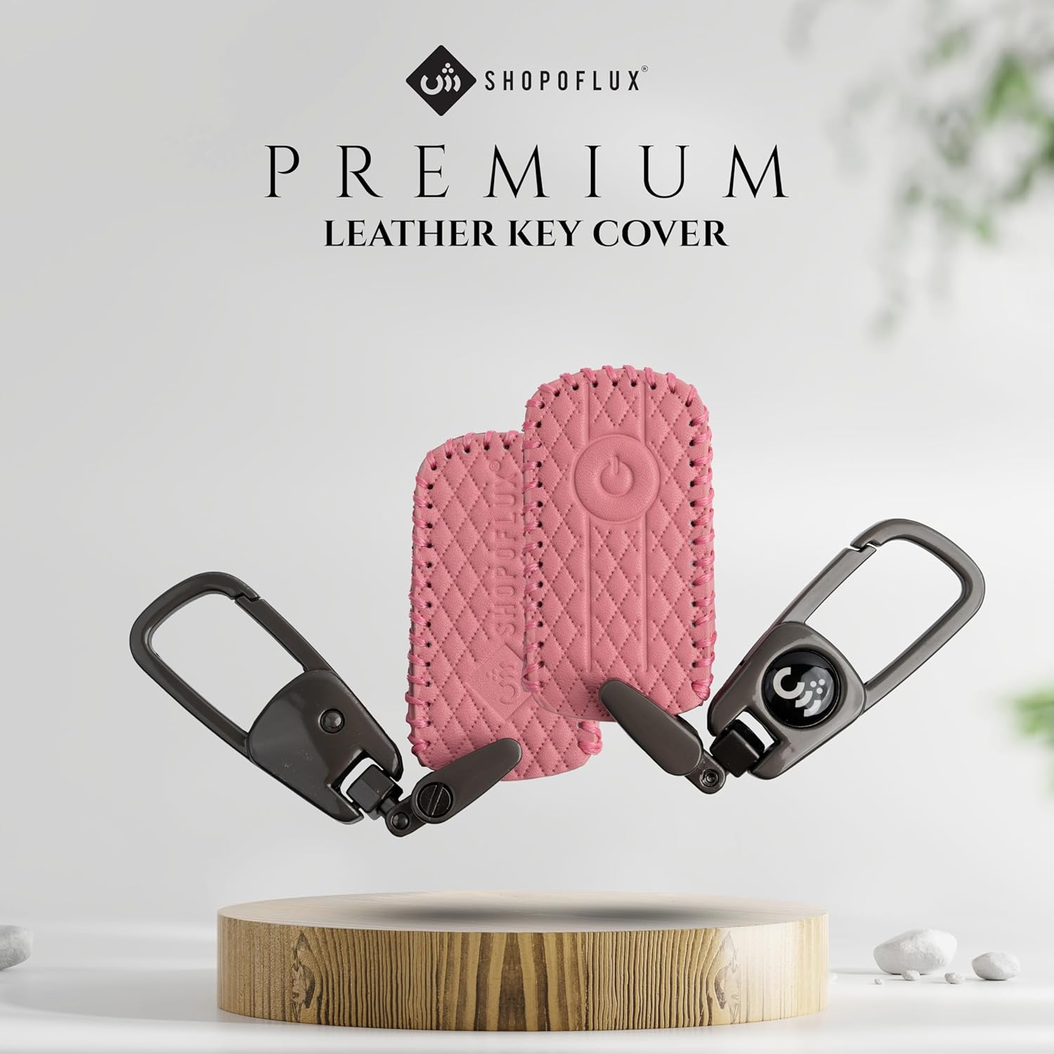 SHOPOFLUX Leather Key Cover Compatible with Yamaha Aerox Pink