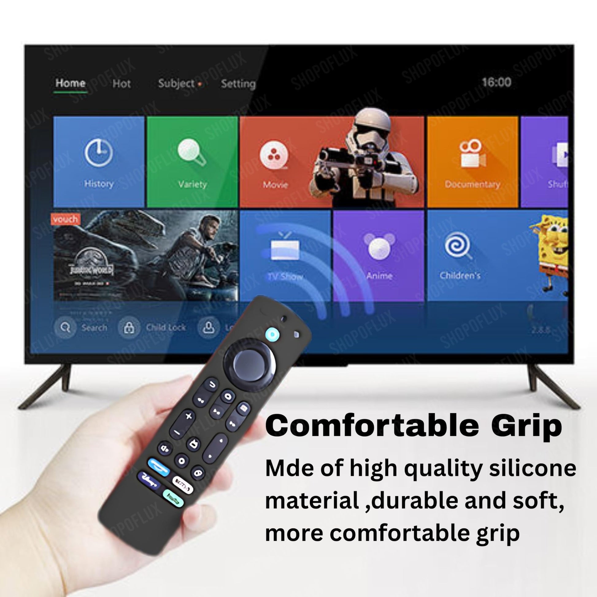 SHOPOFLUX Silicone Tv Remote Cover Compatible with Amazon Basics Smart LED TV Remote Protective Cover (Black) Shopoflux
