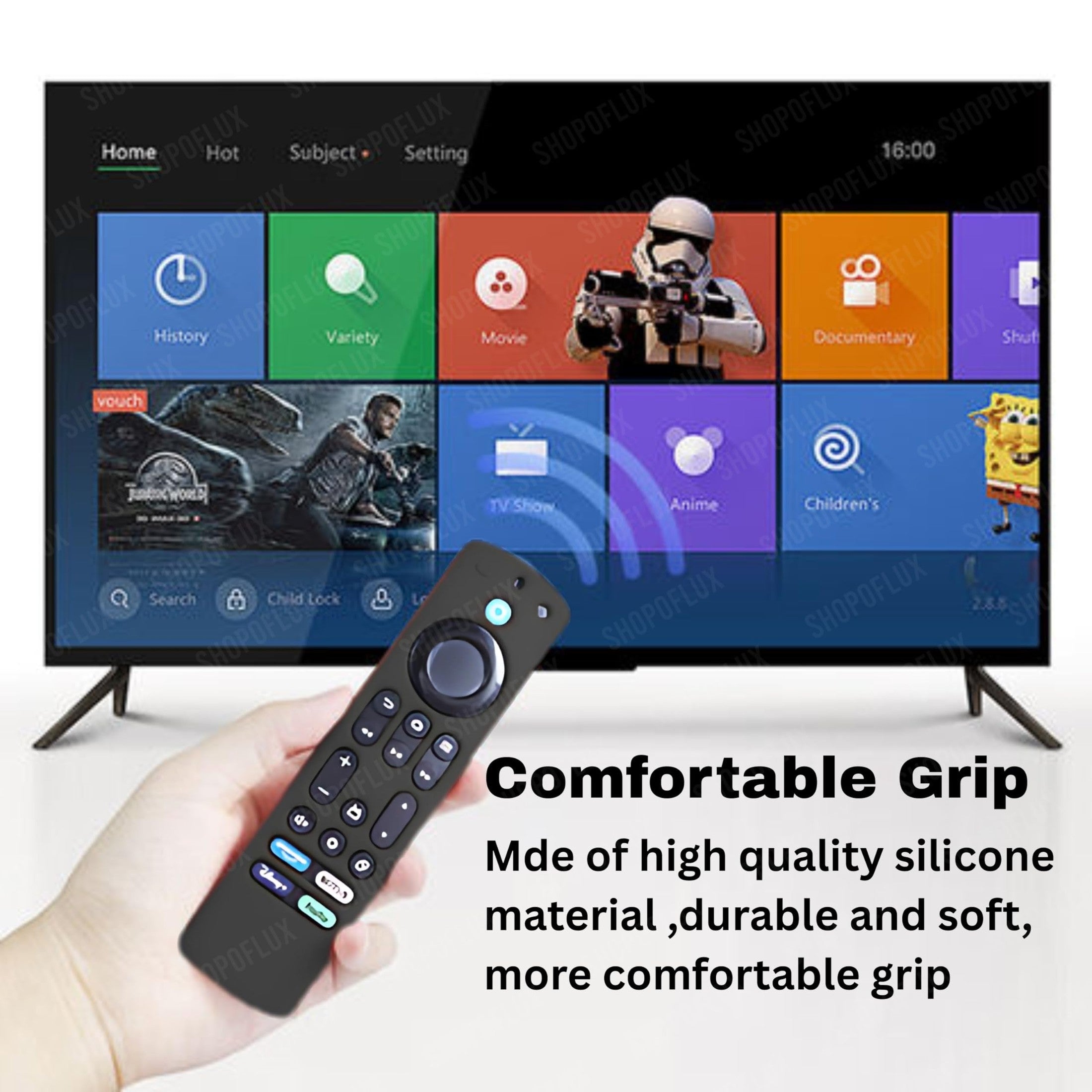 SHOPOFLUX Silicone Tv Remote Cover Compatible with Amazon Basics Smart LED TV Remote Protective Cover (Black) Shopoflux