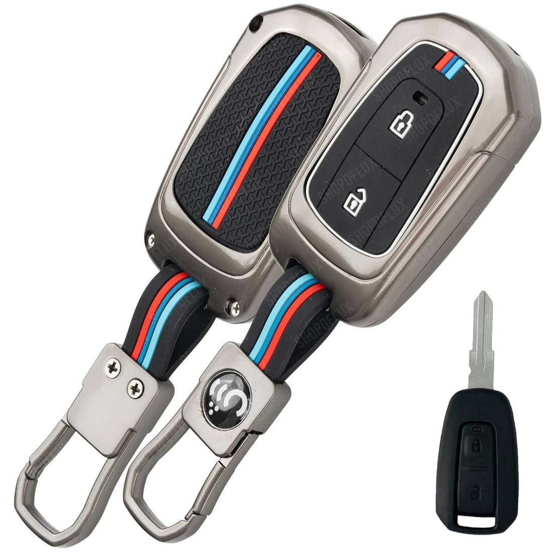 SHOPOFLUX Metal Key Cover Compatible for Tata Vista, Manza, Indica, Indigo 2 Button Key