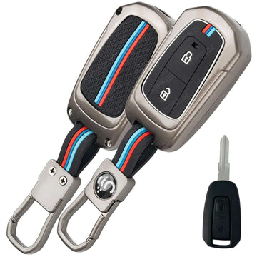 SHOPOFLUX Metal Key Cover Compatible for Tata Vista, Manza, Indica, Indigo 2 Button Key