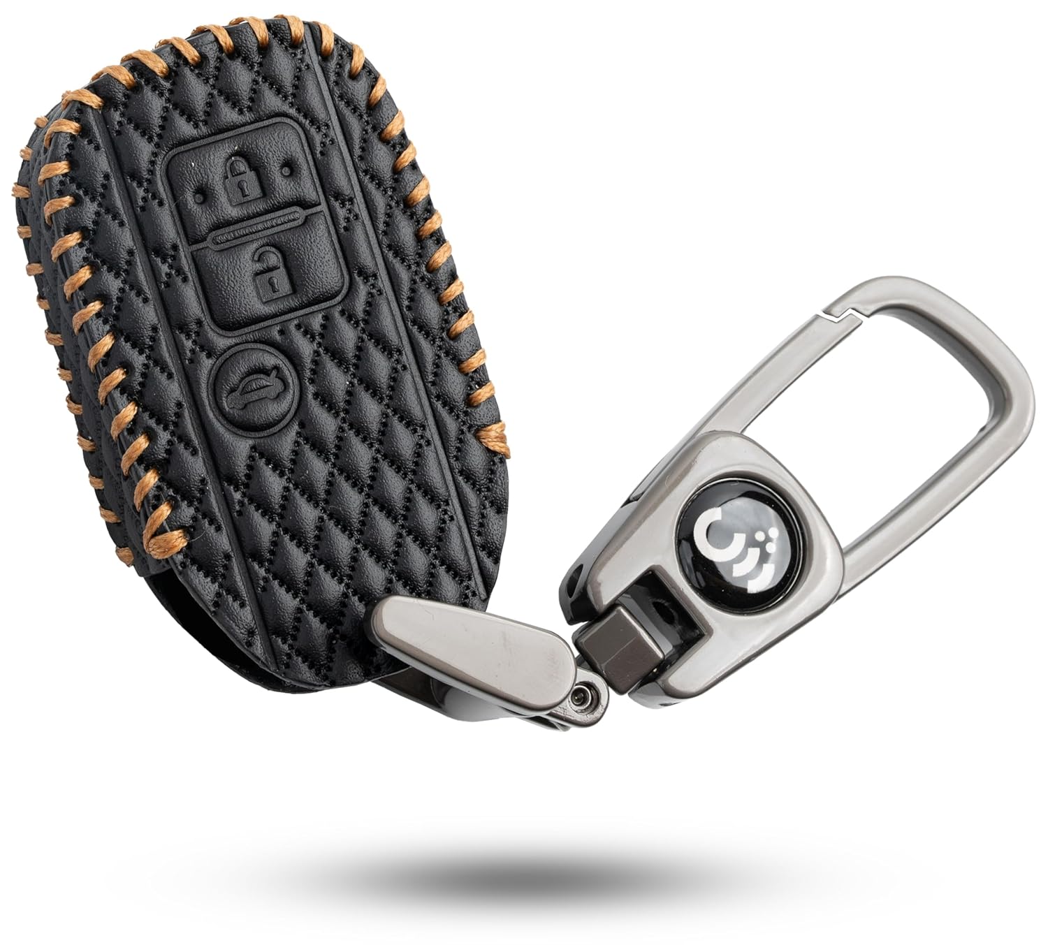 SHOPOFLUX Leather Key Cover Compatible with Suzuki Dzire | Ertiga 3 Button Smart Key (Black) (Pack 1) Shopoflux
