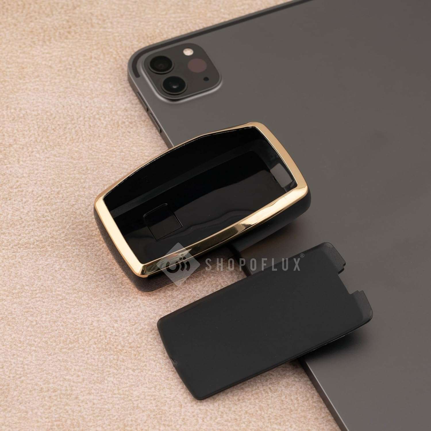 SHOPOFLUX TPU Car Key Cover Compatible for Range Rover : Sport, Evoque, Velar, Discovery, Defender 5 Button Smart Key - Black