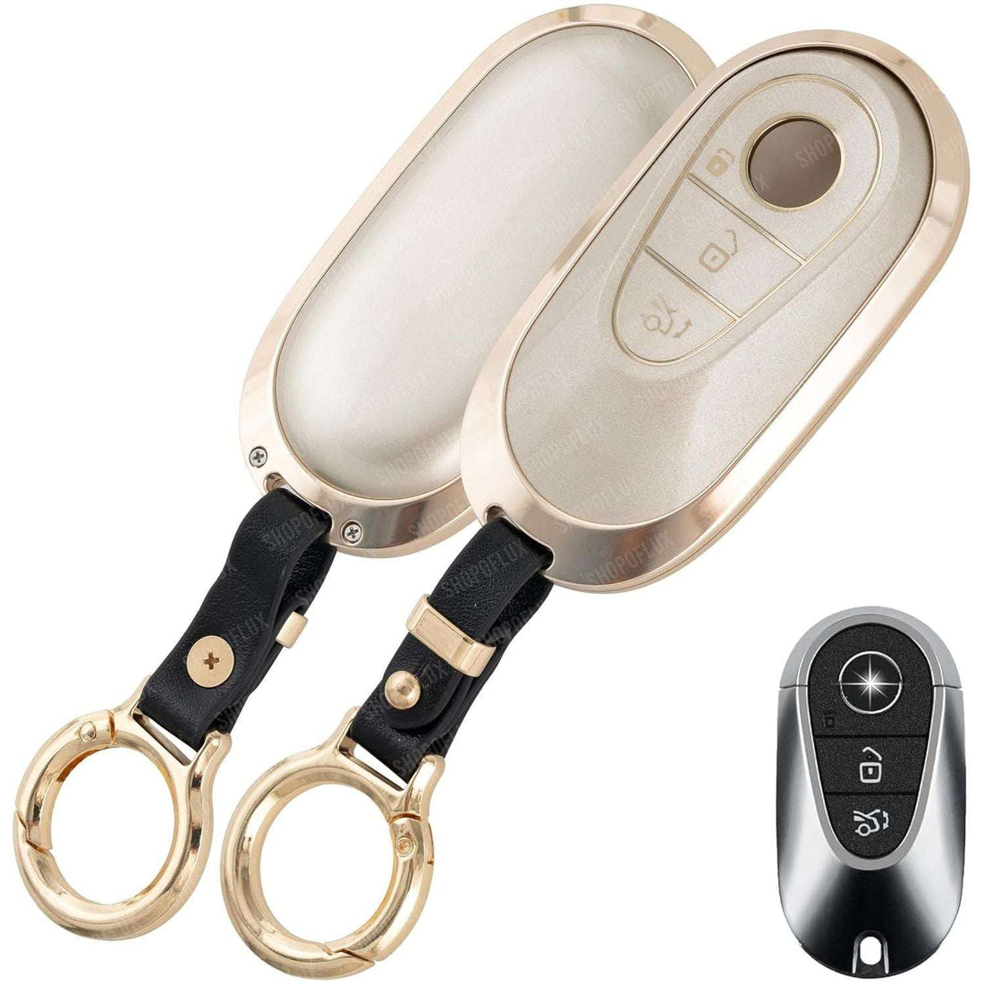 SHOPOFLUX Metal TPU Key Cover for Mercedes Benz S Class, G Class, E Class 3 Button Smart Key
