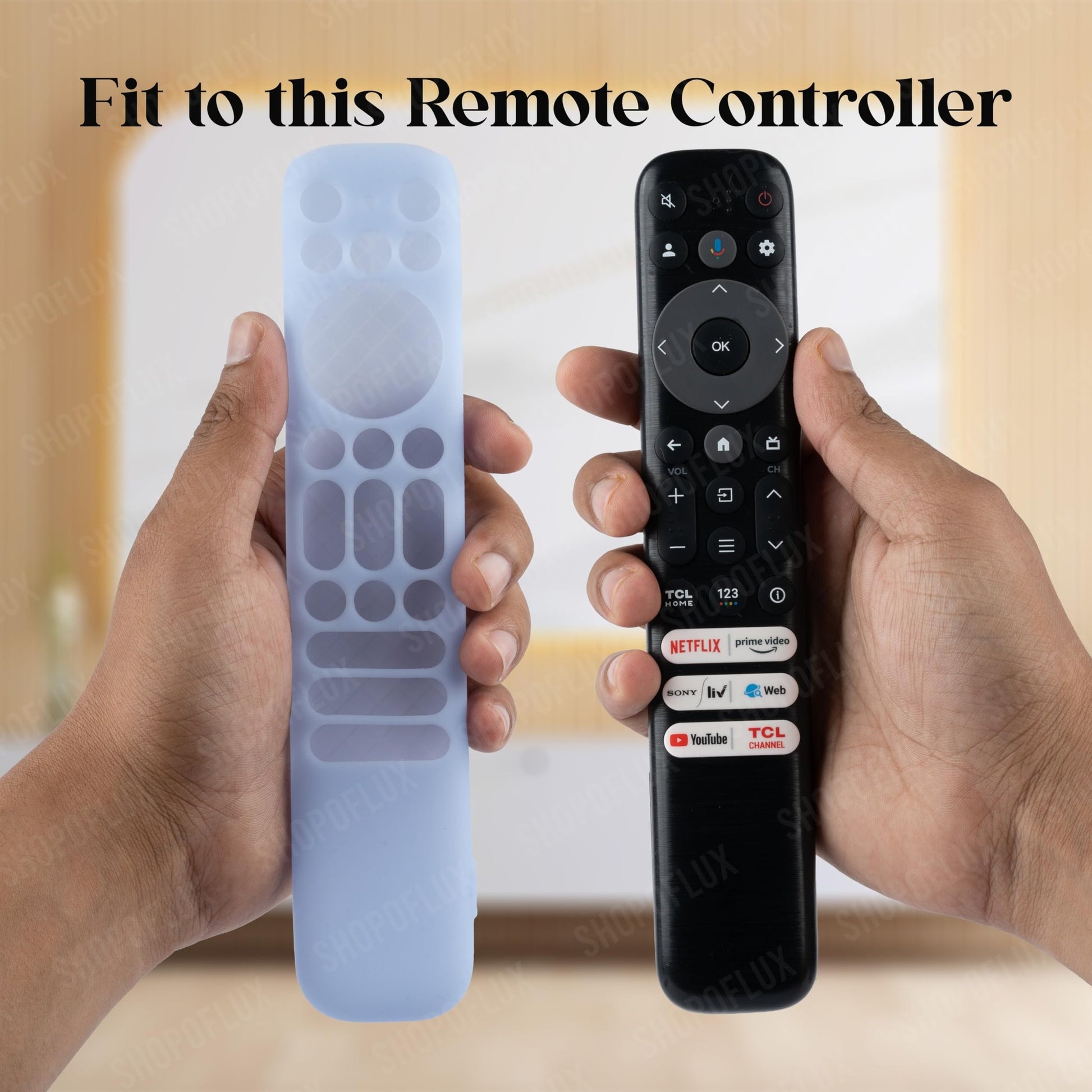 SHOPOFLUX Silicone TV Remote Cover Case Compatible with TCL Tv Remote RC802NU1 / IFFALCON Smart LED TV Protective Cover(Sky Blue) Shopoflux