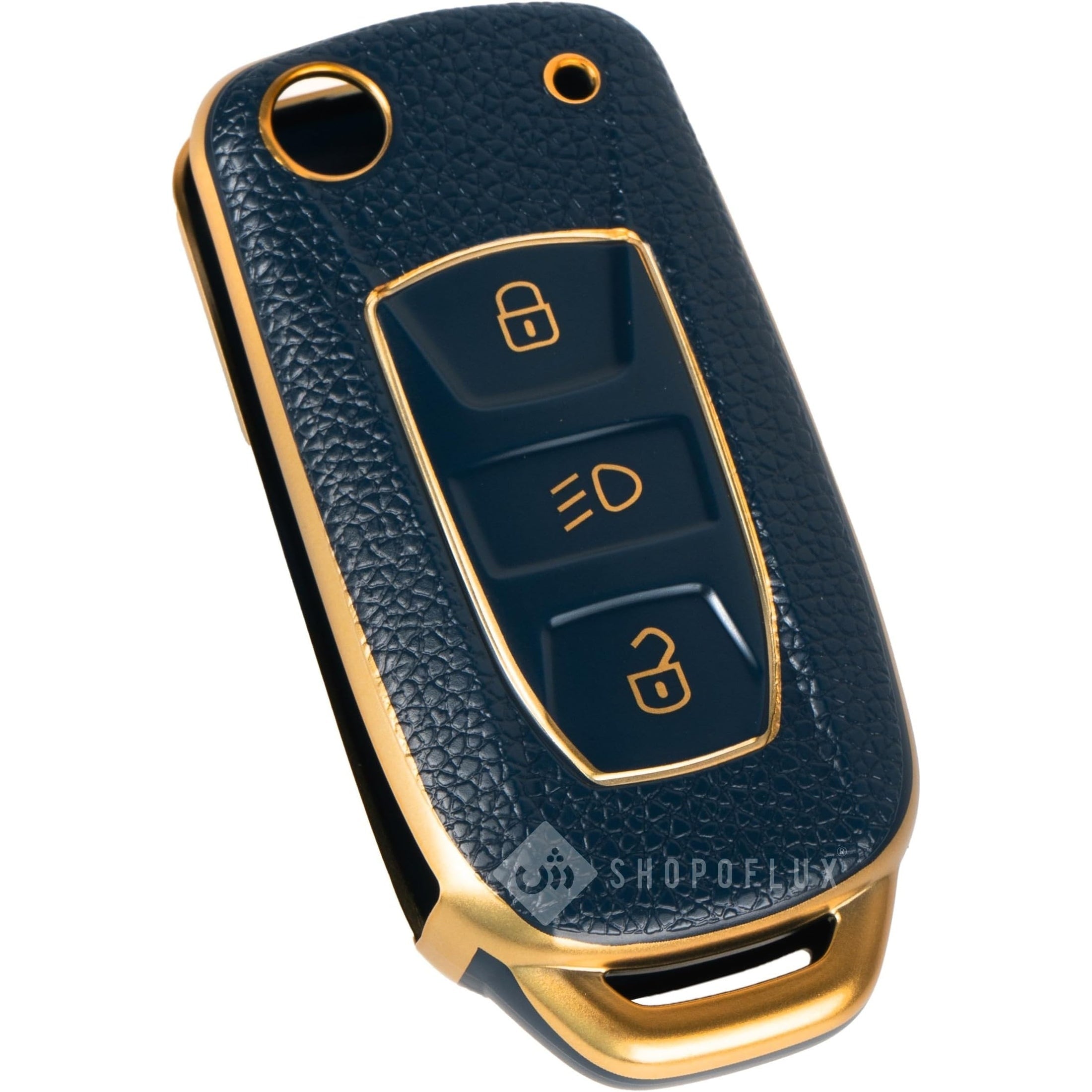 SHOPOFLUX TPU Leather Key Cover Compatible with Tata Tiago | Nexon | Altroz | Safari | Storme | Zest | Bolt | Tigor | Punch | Hexa 3 Button Flip Key