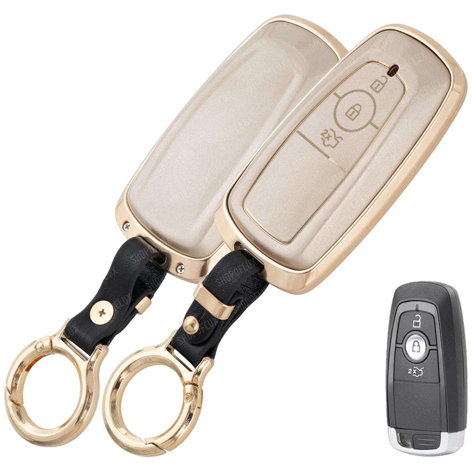 SHOPOFLUX Metal TPU Key Cover Compatible for Endeavour | Figo | Aspire | Freestyle Titanium 3 Button Smart Key