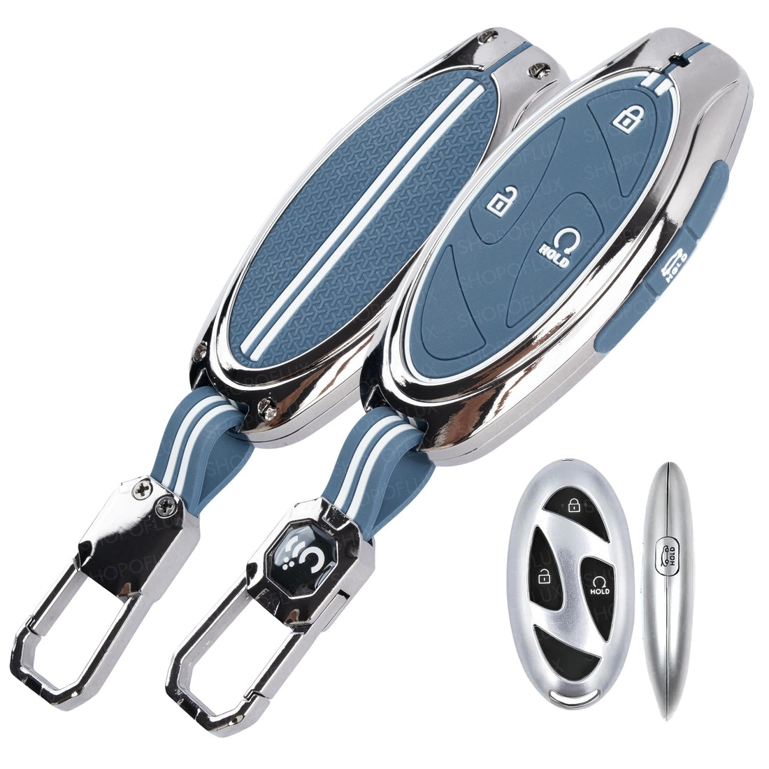 SHOPOFLUX Metal Key Cover Compatible with Hyundai Venue 4 Button Smart Key Shopoflux
