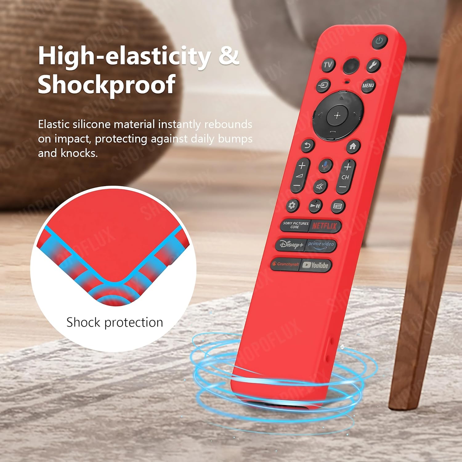SHOPOFLUX Silicone TV Remote Cover Compatible with Sony Bravia Smart Tv Voice Remote Protective case (RED) Shopoflux