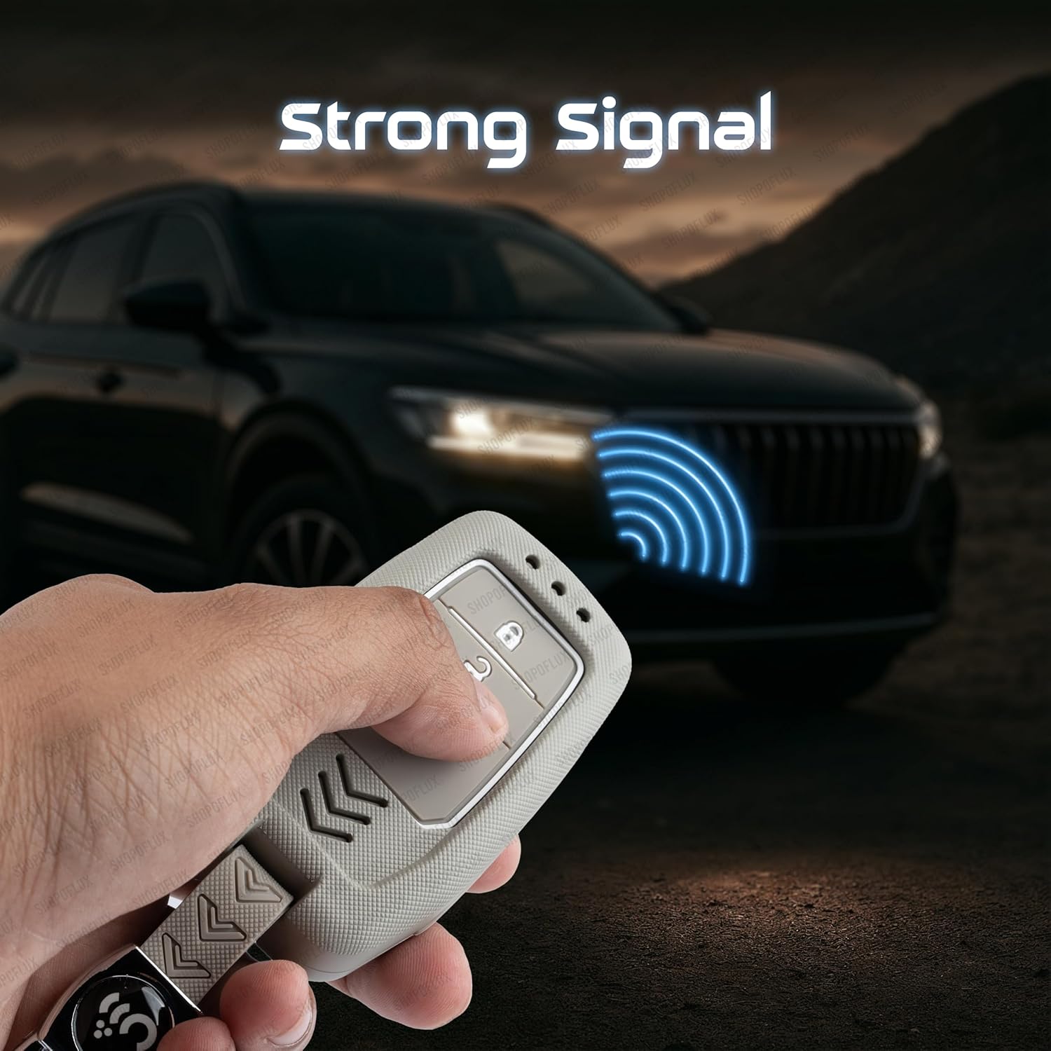 SHOPOFLUX Metal Key Cover Compatible with Toyota Innova Crysta, Hilux, Invicto 2 Button Smart Only (Light Grey ABS) Shopoflux