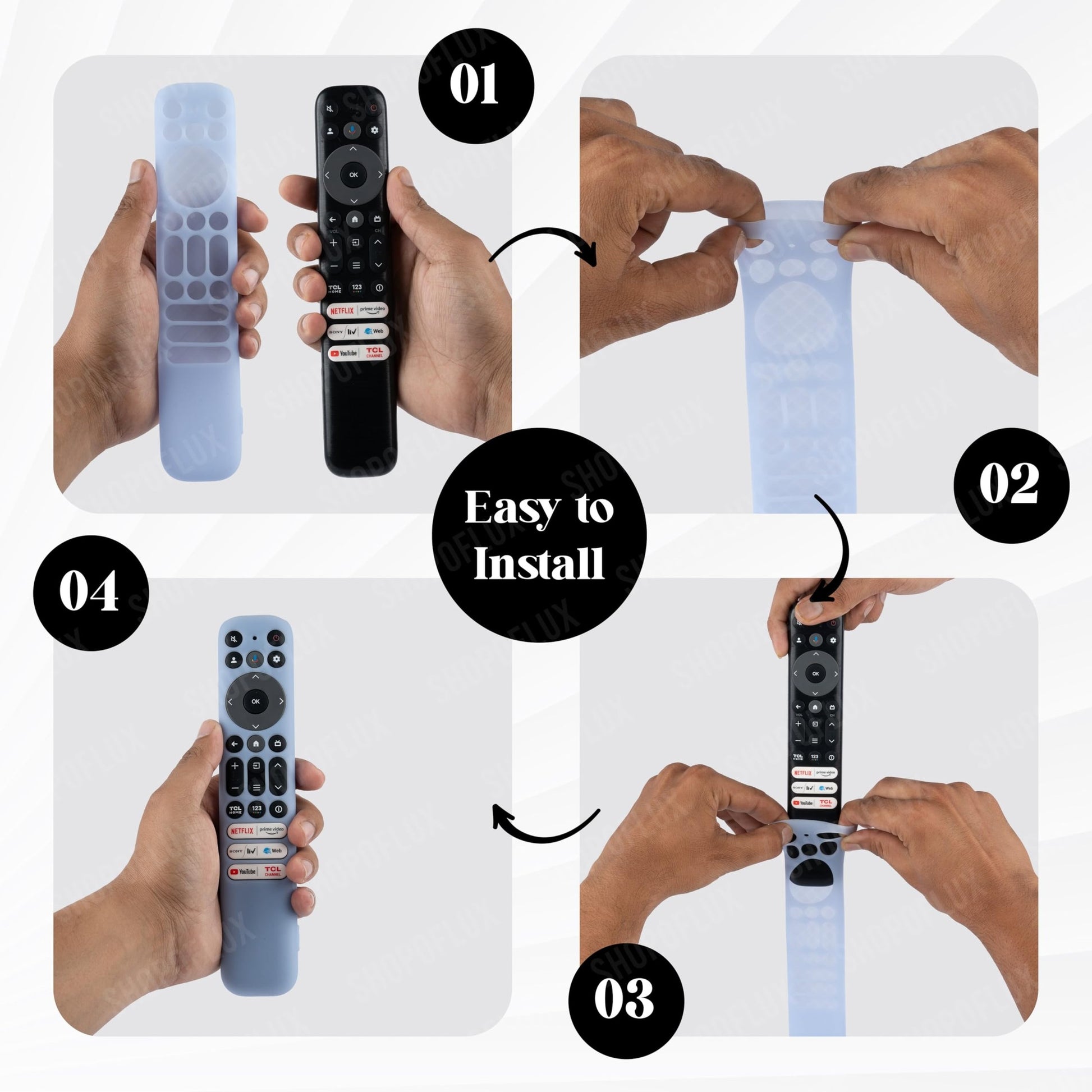 SHOPOFLUX Silicone TV Remote Cover Case Compatible with TCL Tv Remote RC802NU1 / IFFALCON Smart LED TV Protective Cover(Sky Blue) Shopoflux