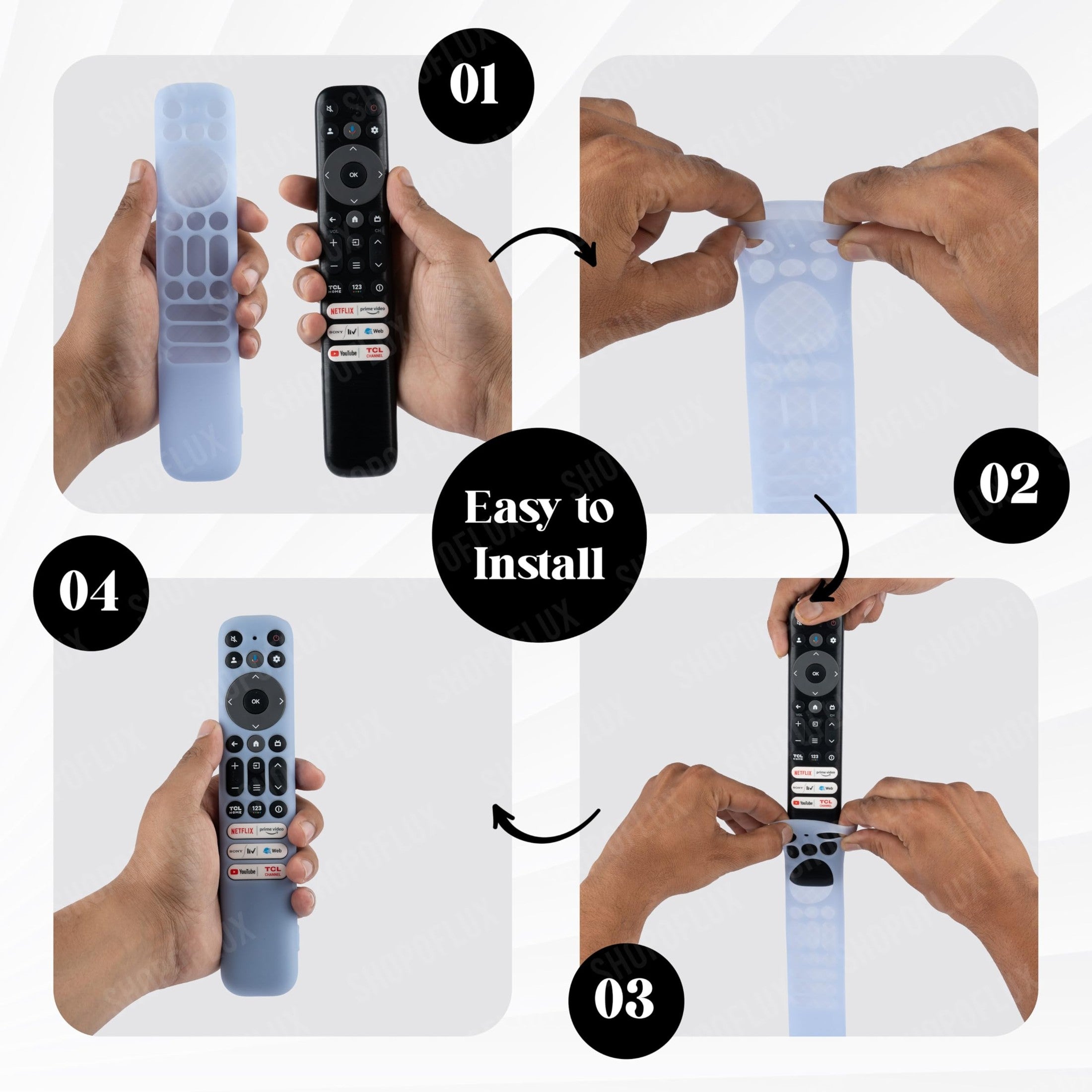 SHOPOFLUX Silicone TV Remote Cover Case Compatible with TCL Tv Remote RC802NU1 / IFFALCON Smart LED TV Protective Cover(Sky Blue) Shopoflux