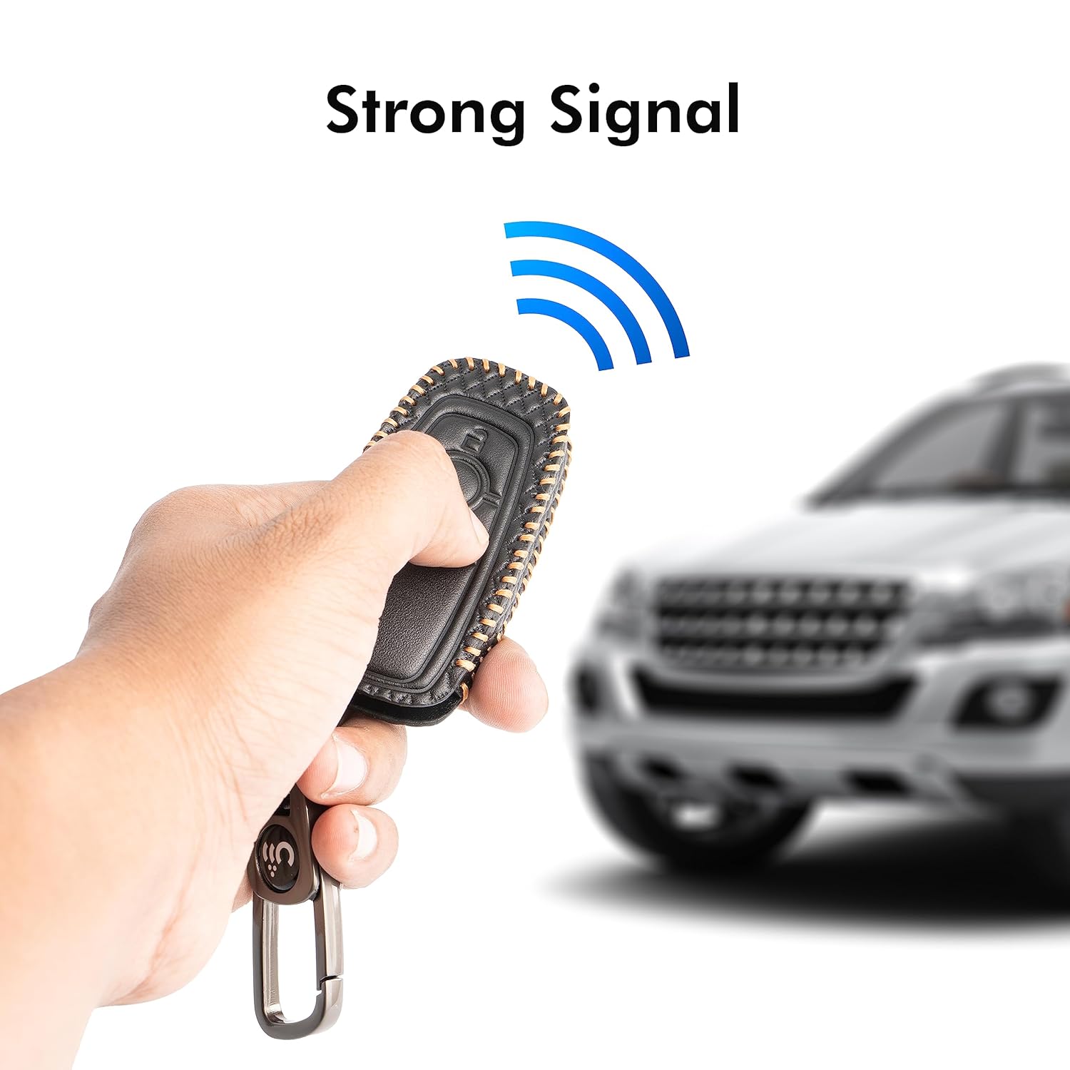 SHOPOFLUX Leather Key Cover Compatible with New Ford Ecosport Titanium 2 Button Smart Key