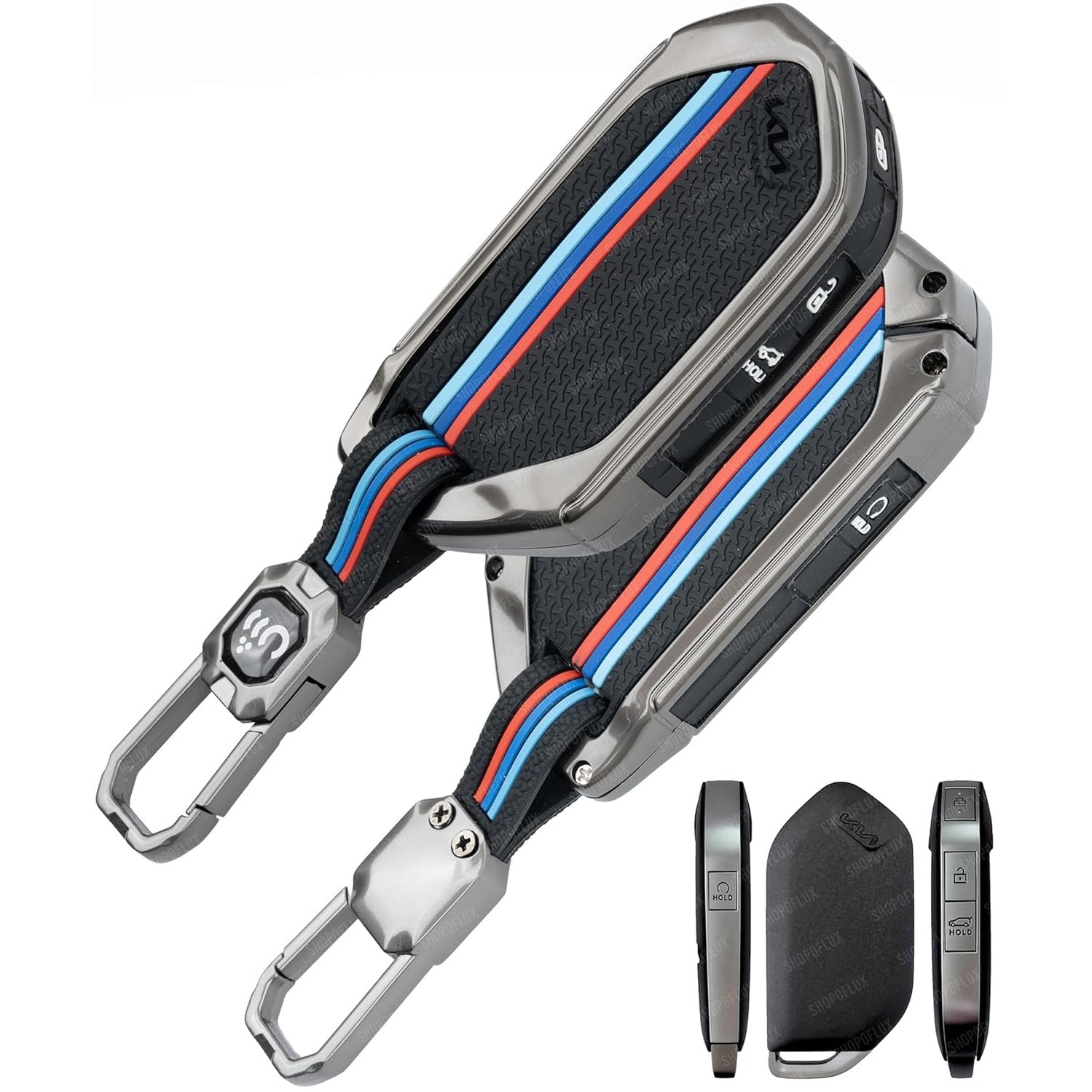 SHOPOFLUX Metal Key Cover Compatible with Kia Syros, Seltos, EV6 EV9 4 Button Smart Key - Black Shopoflux