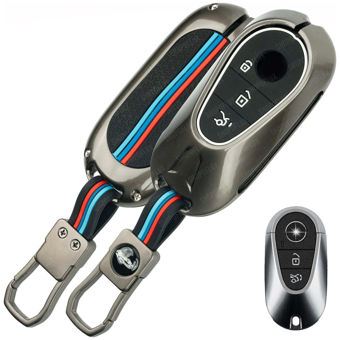 SHOPOFLUX Key Cover for Mercedes Benz S Class, G Class, E Class 3 Button Smart Key
